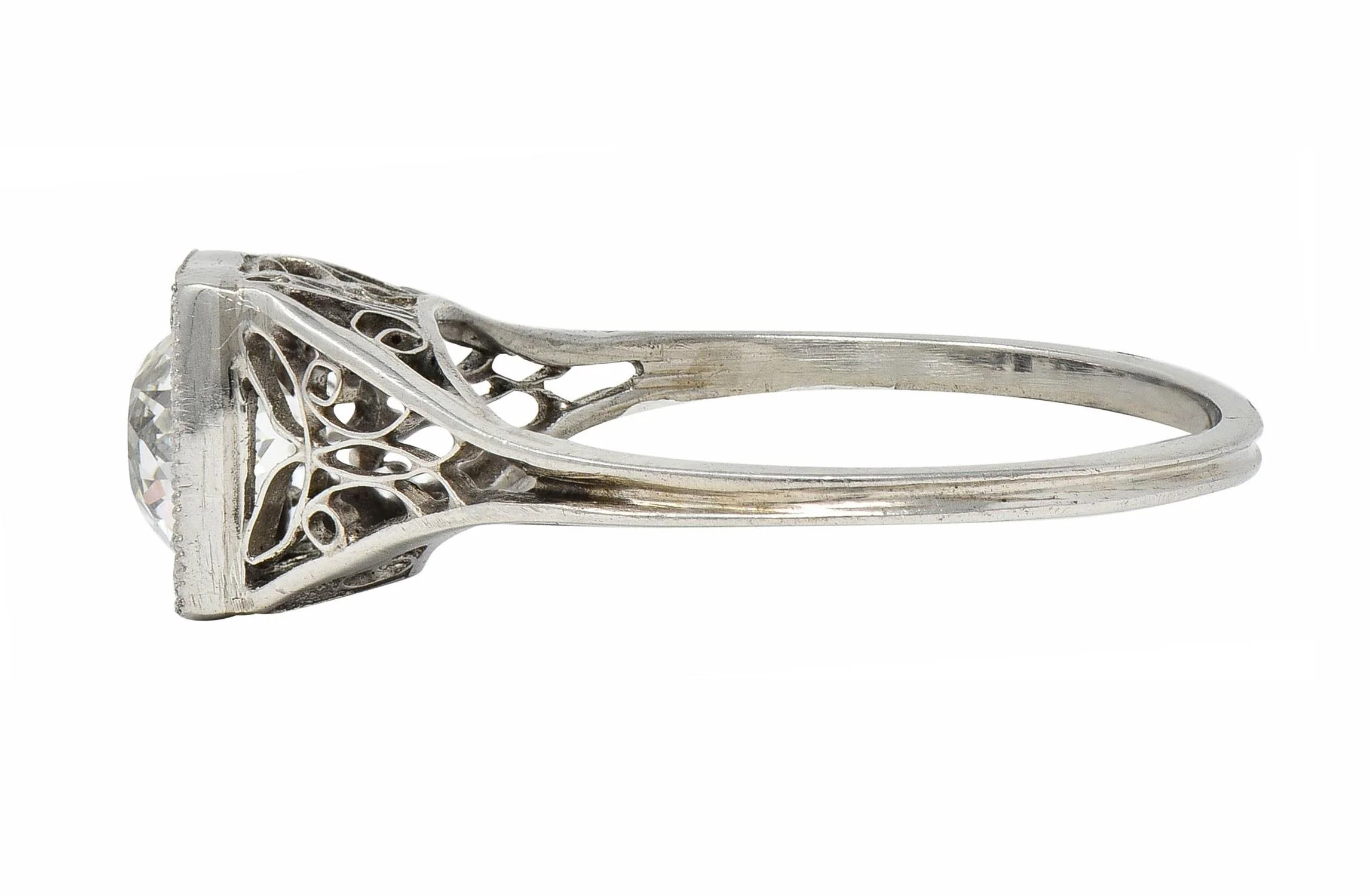 Art Deco 0.68 CTW Old European Diamond Platinum Butterfly Vintage Engagement Ring - Image 6