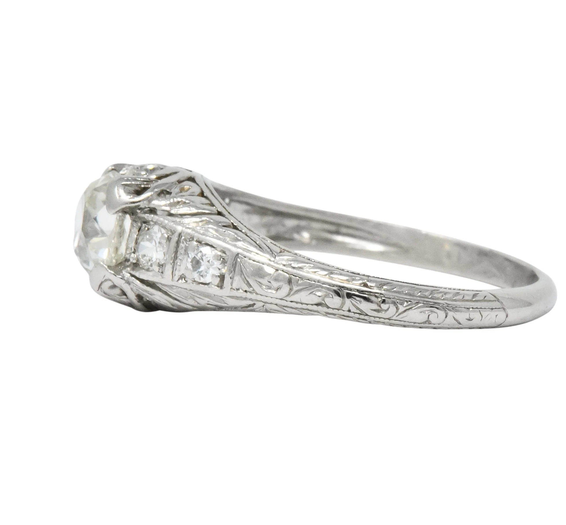 Art Deco 0.70 CTW Diamond Platinum Engagement Ring - Image 5