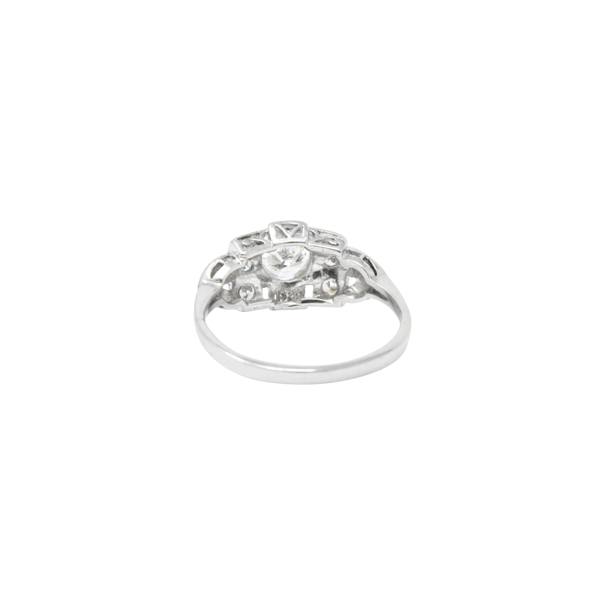 Art Deco 0.70 CTW Diamond Platinum Geometric Engagement Ring - Image 5