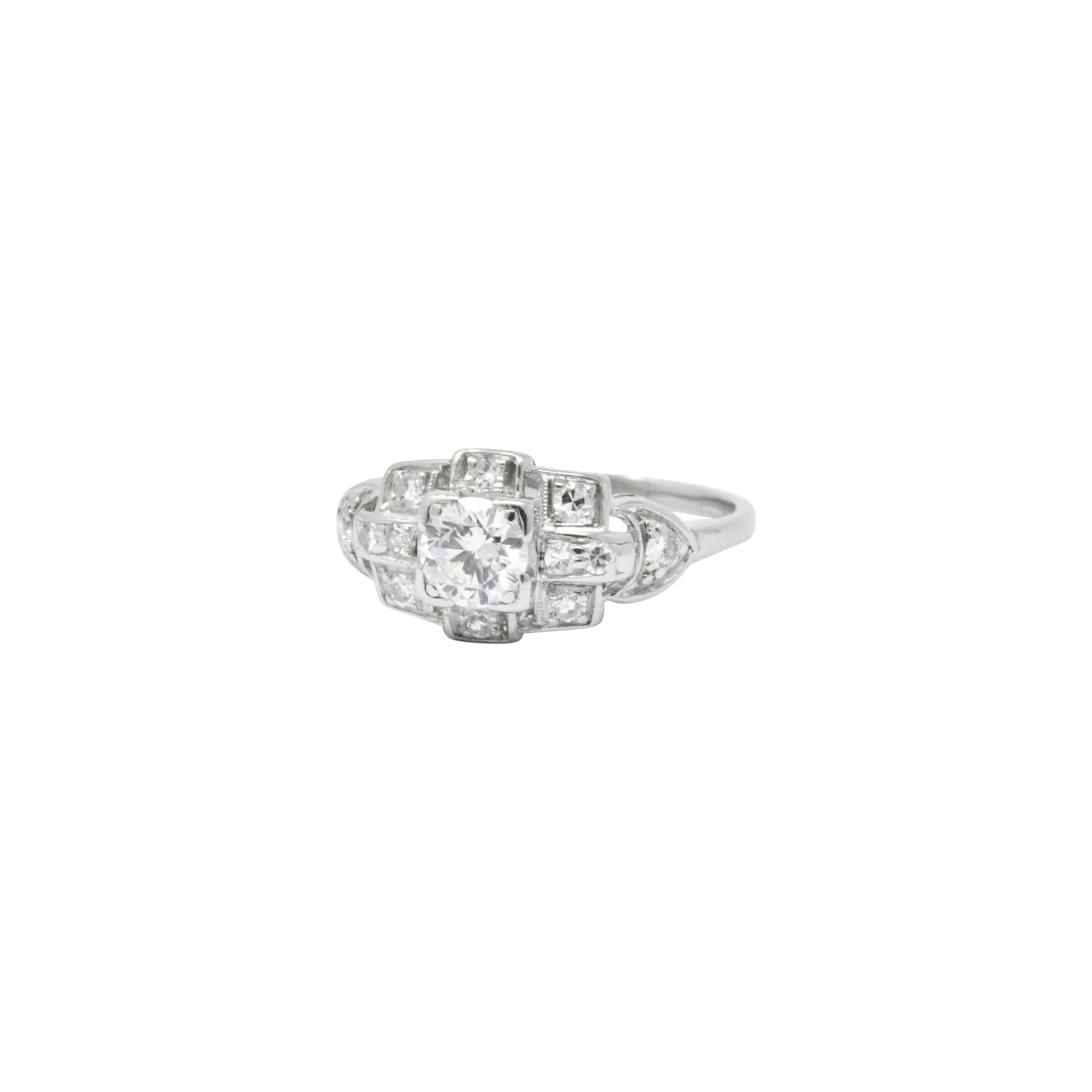 Art Deco 0.70 CTW Diamond Platinum Geometric Engagement Ring - Image 6