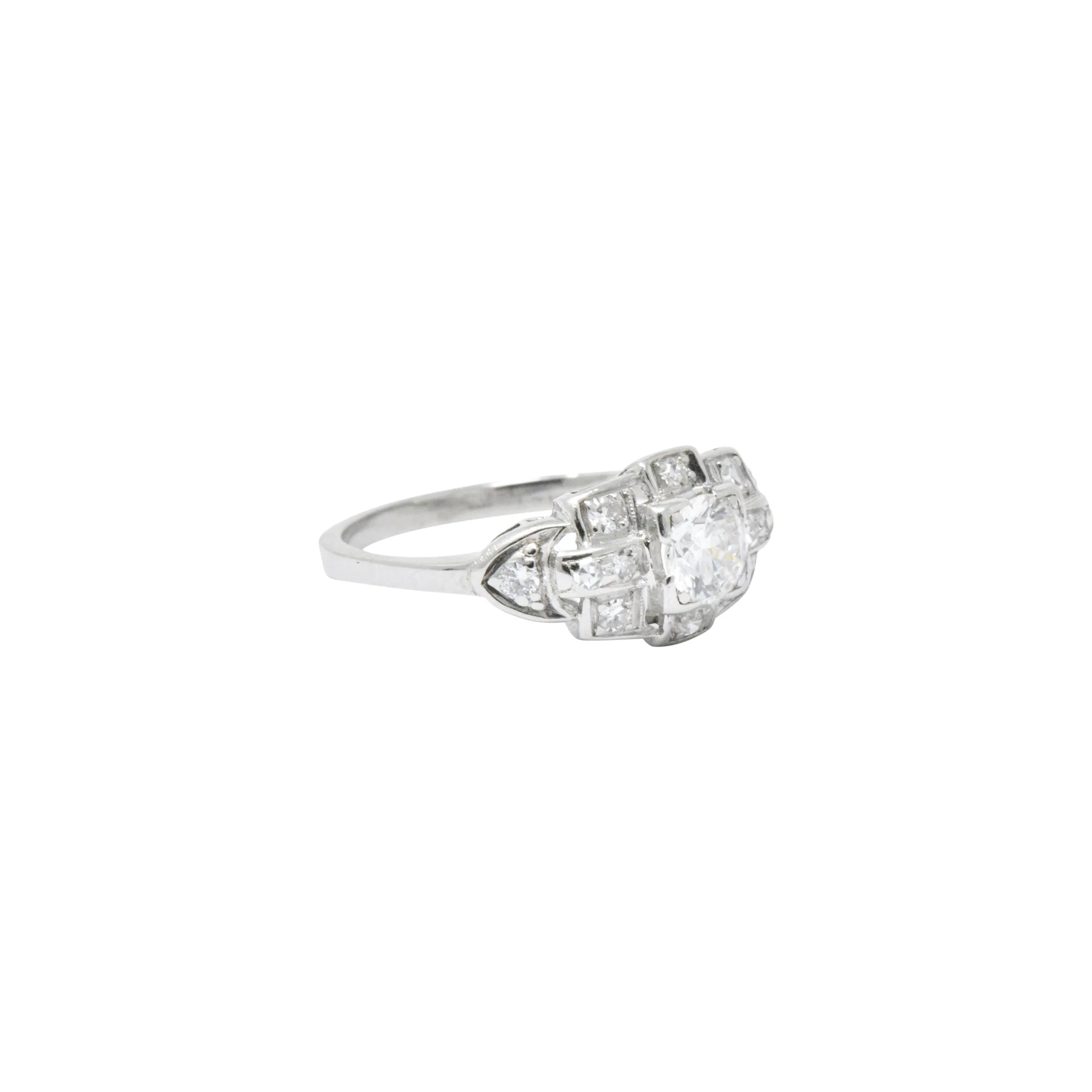 Art Deco 0.70 CTW Diamond Platinum Geometric Engagement Ring - Image 8