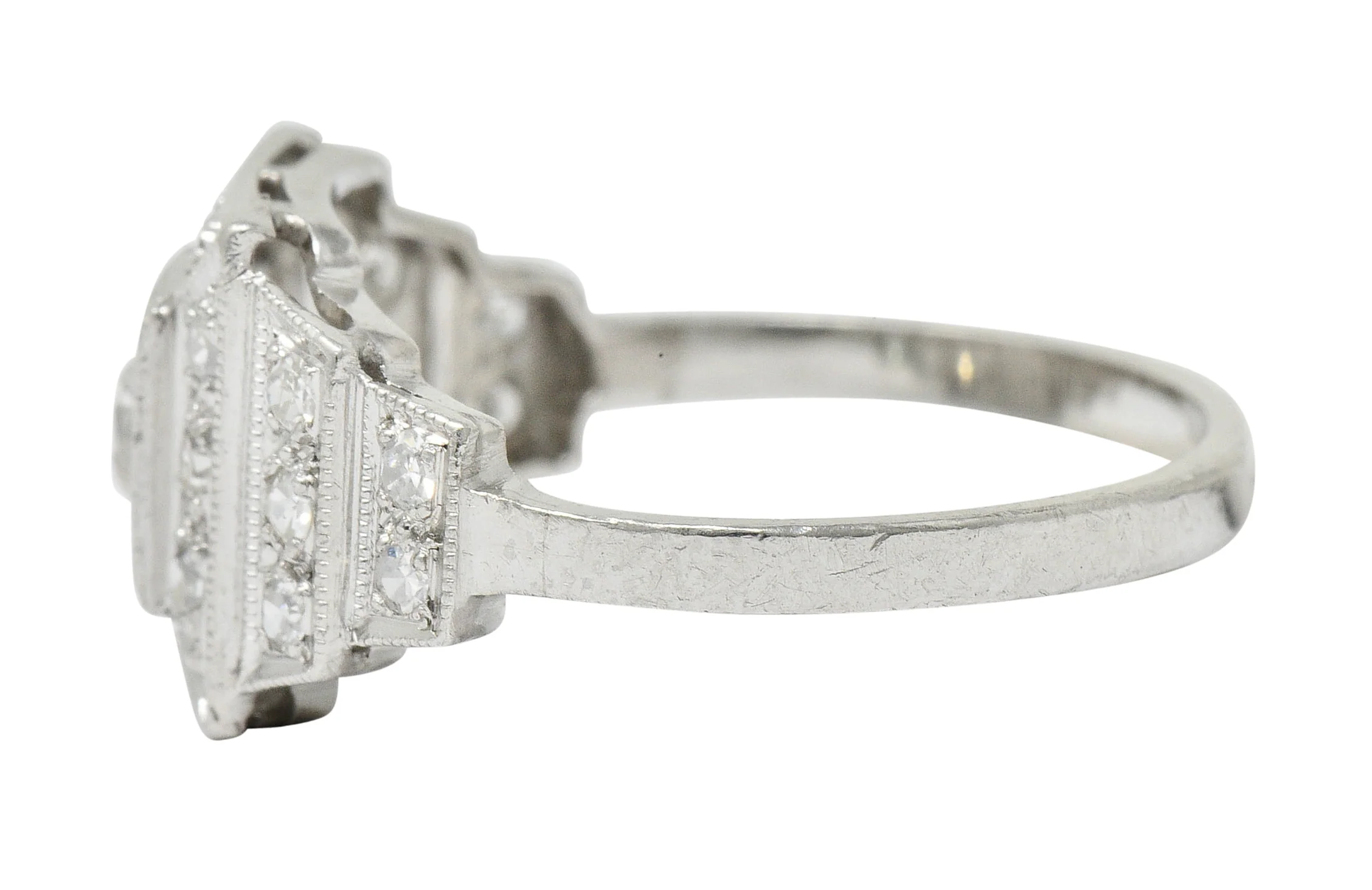 Art Deco 0.70 CTW Diamond Platinum Square Stepped Engagement Ring - Image 5