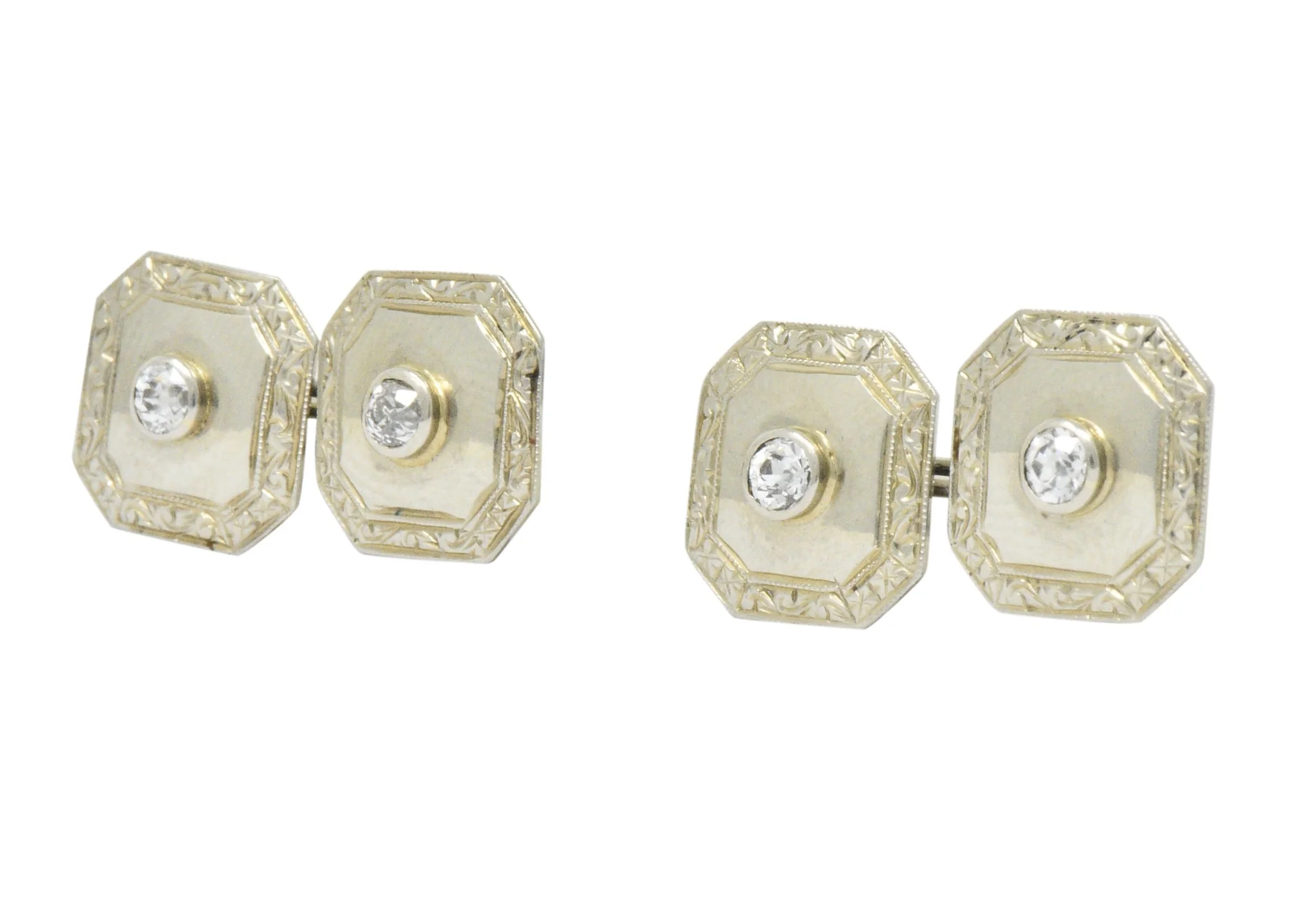 Art Deco 0.72 CTW Diamond 18 Karat White Gold Cufflinks - Image 2