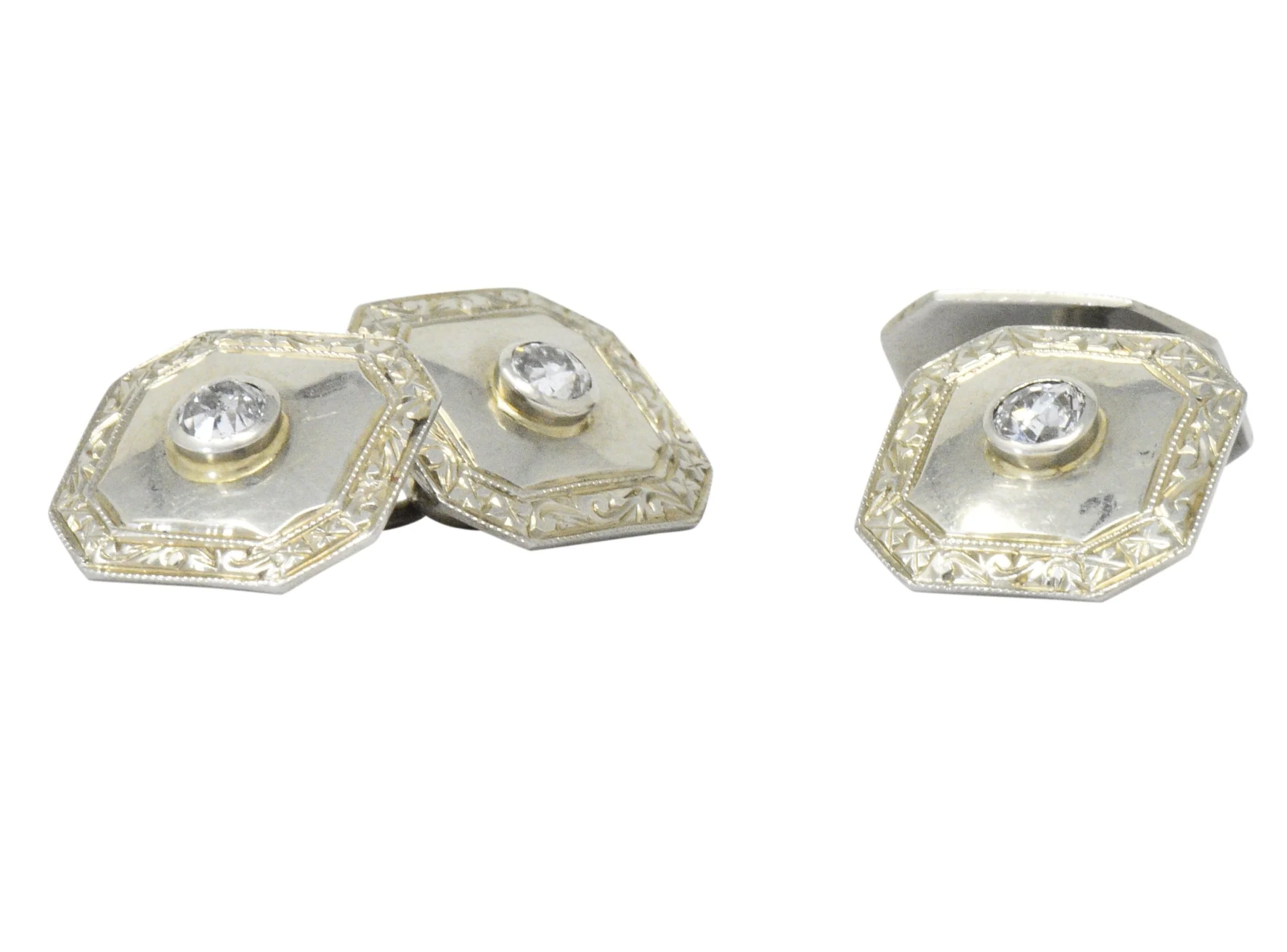 Art Deco 0.72 CTW Diamond 18 Karat White Gold Cufflinks - Image 5