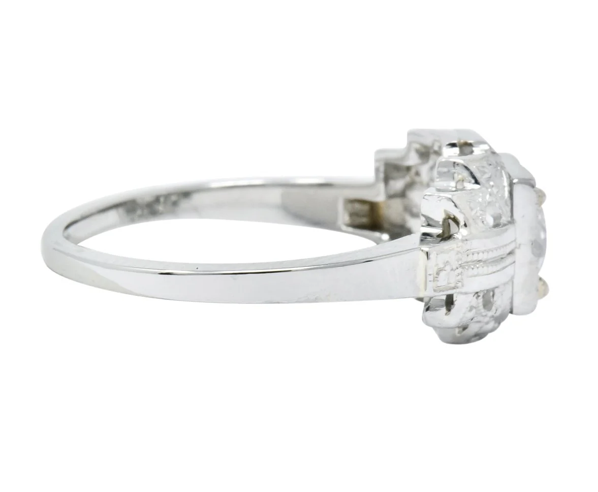Art Deco 0.73 CTW Diamond 18 Karat White Gold Engagement Ring GIA - Image 3