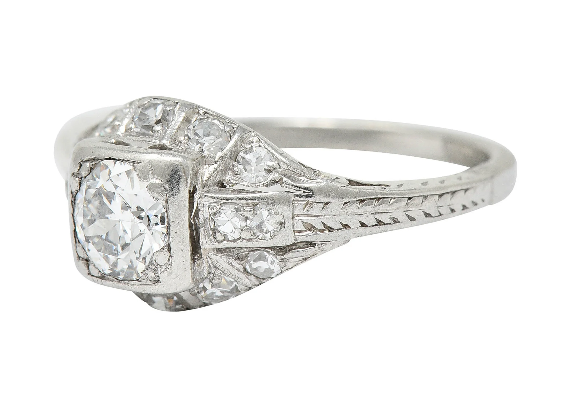 Art Deco 0.75 CTW Diamond Platinum Engagement Ring Circa 1930 - Image 6