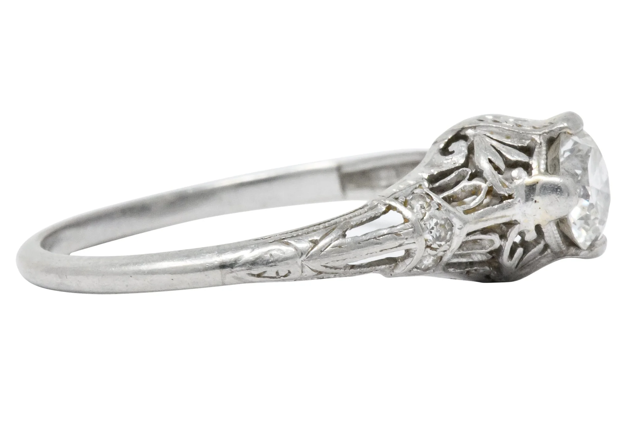 Art Deco 0.75 CTW Diamond Platinum Engagement Ring - Image 3