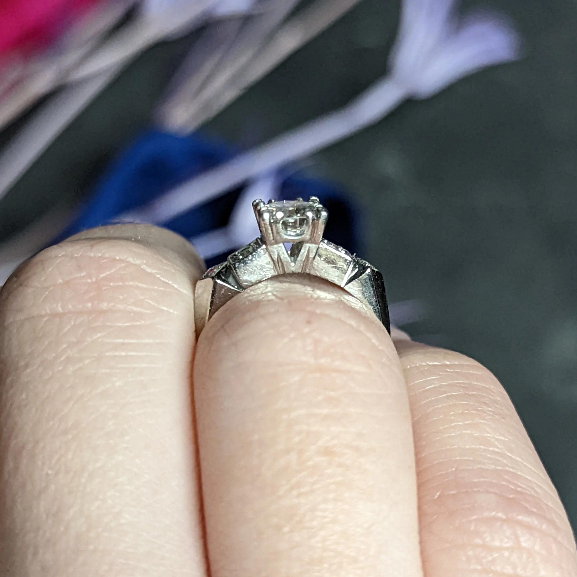 Art Deco 0.75 CTW Diamond Platinum Geometric Engagement Ring - Image 12