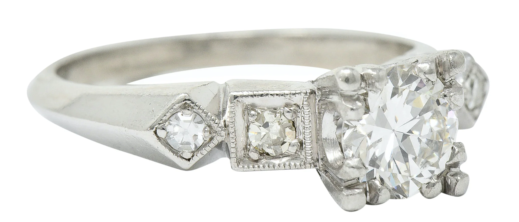 Art Deco 0.75 CTW Diamond Platinum Geometric Engagement Ring - Image 2