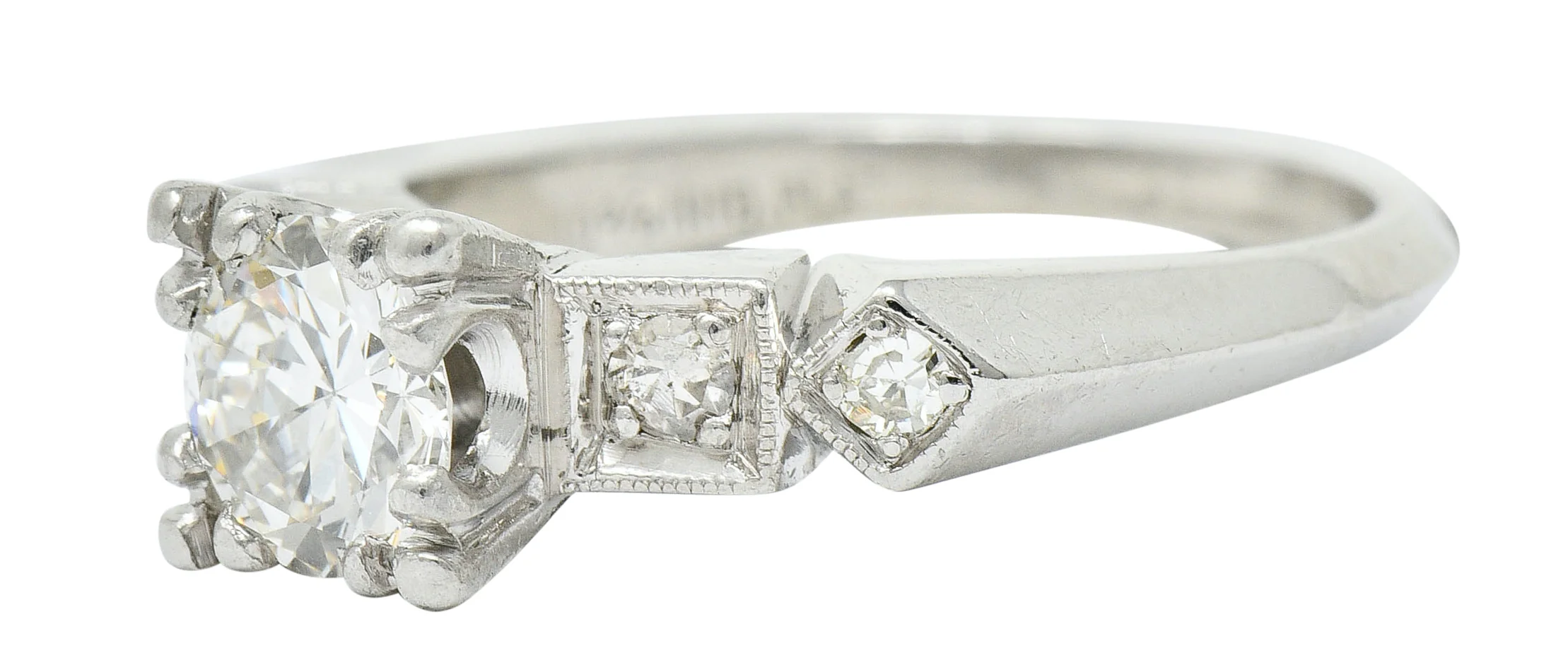 Art Deco 0.75 CTW Diamond Platinum Geometric Engagement Ring - Image 6