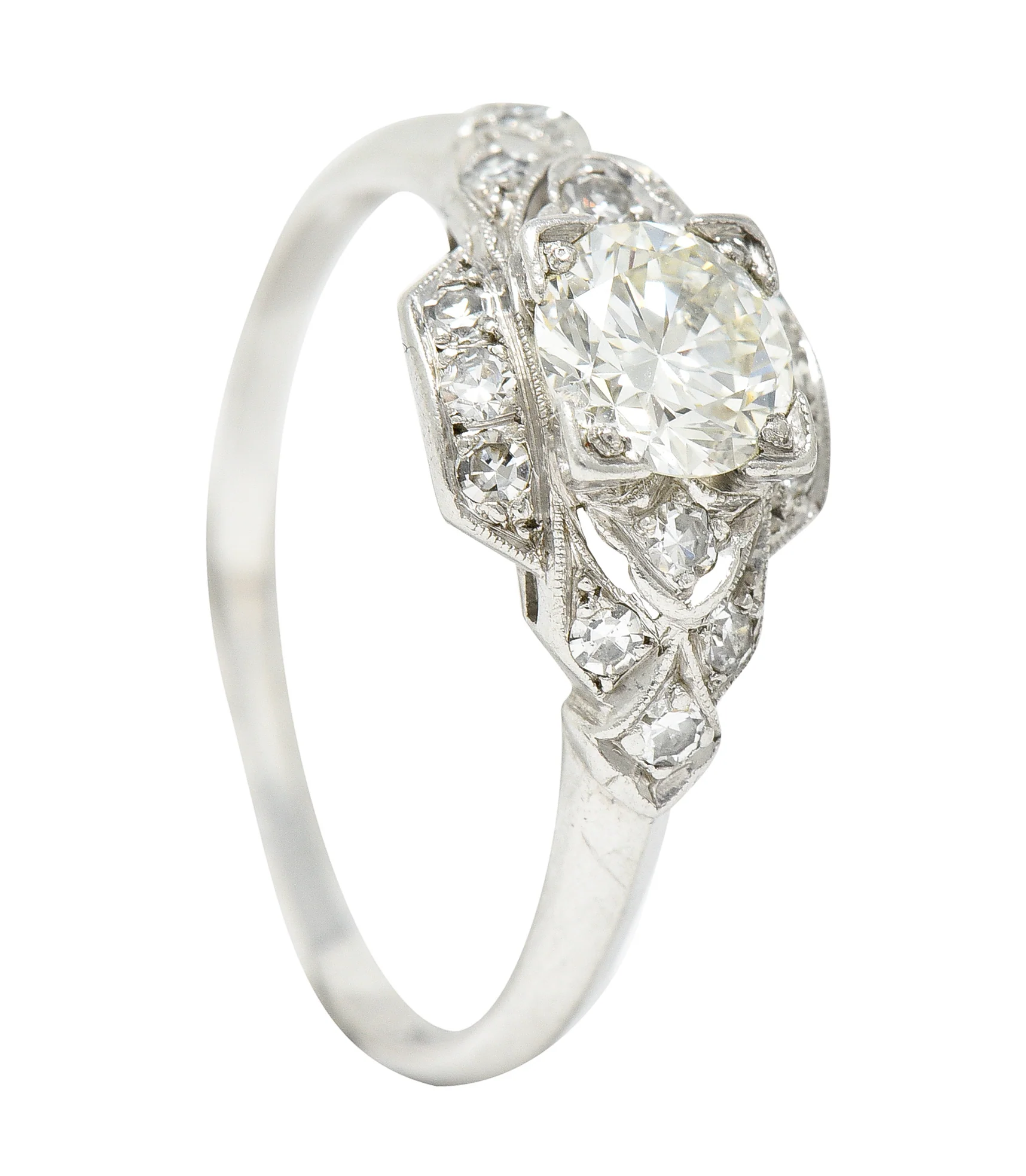 Art Deco 0.76 CTW Old European Cut Diamond Platinum Engagement Ring - Image 11