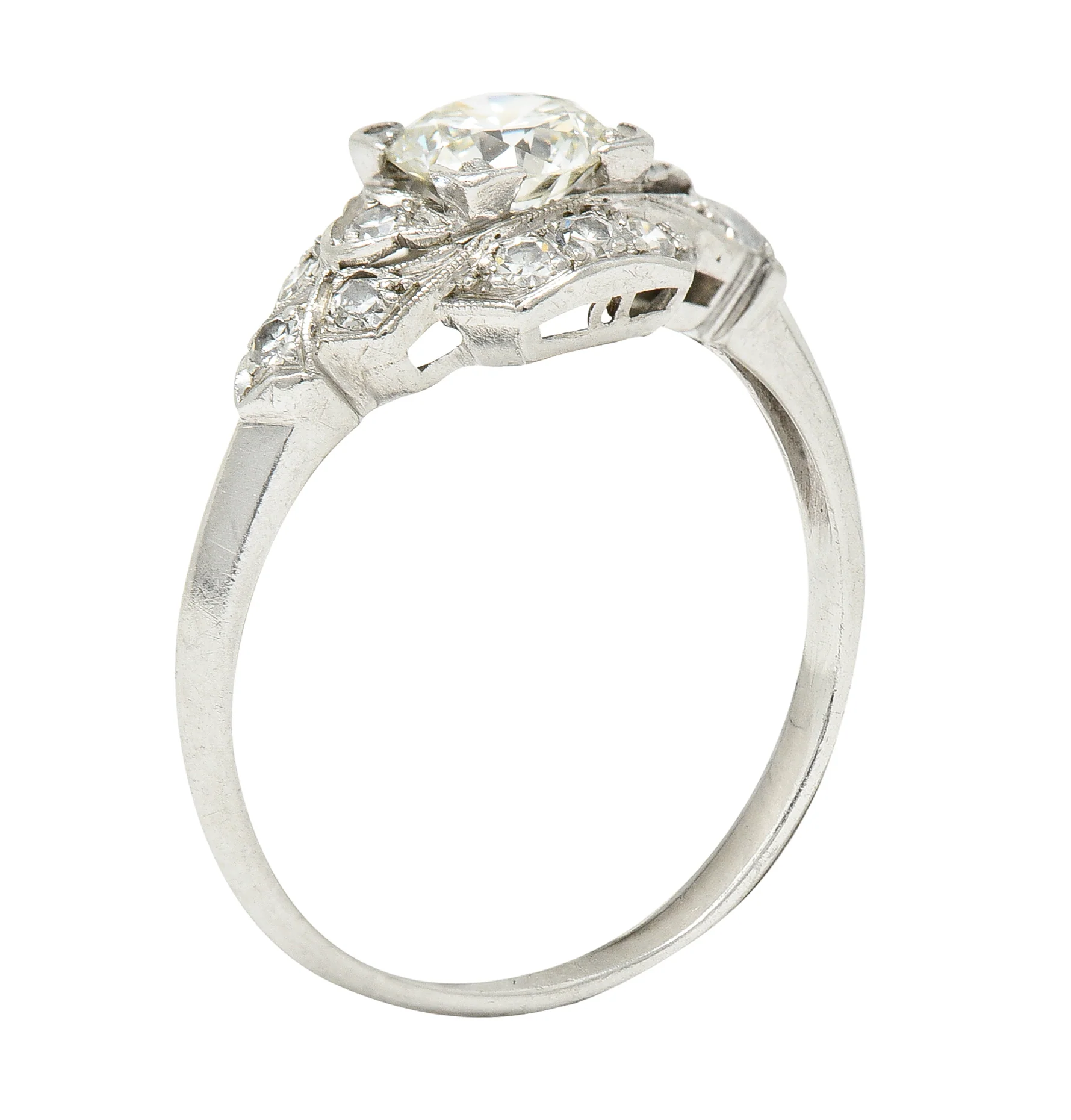 Art Deco 0.76 CTW Old European Cut Diamond Platinum Engagement Ring - Image 9