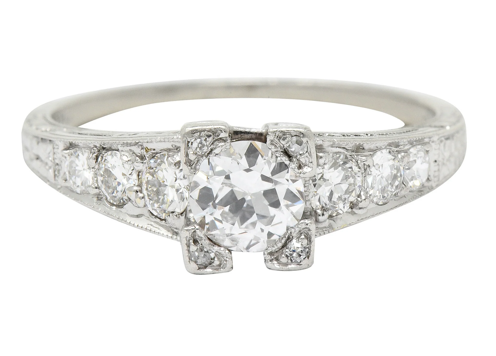 Art Deco 0.78 CTW Diamond Platinum Engagement Ring