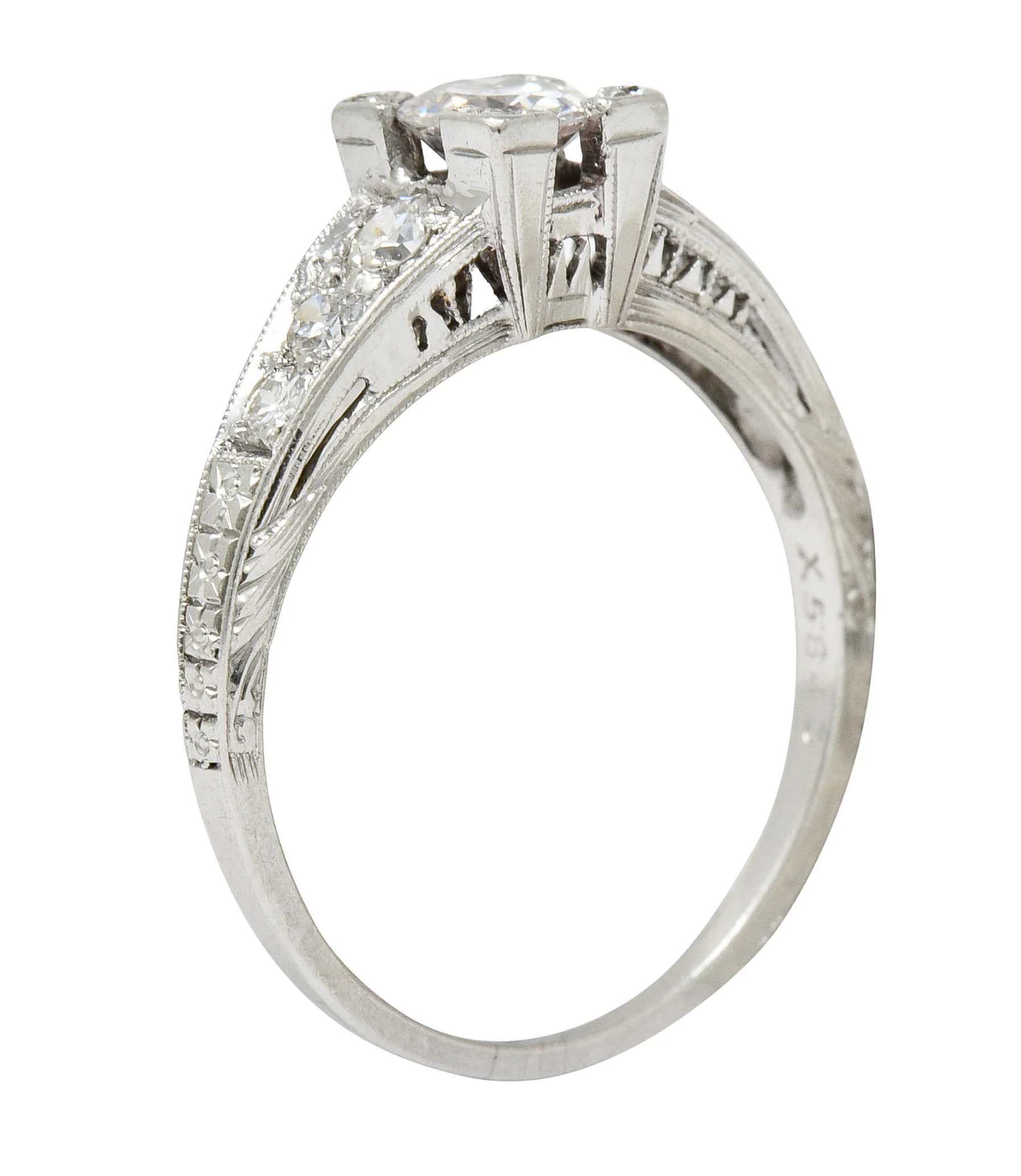 Art Deco 0.78 CTW Diamond Platinum Engagement Ring - Image 10