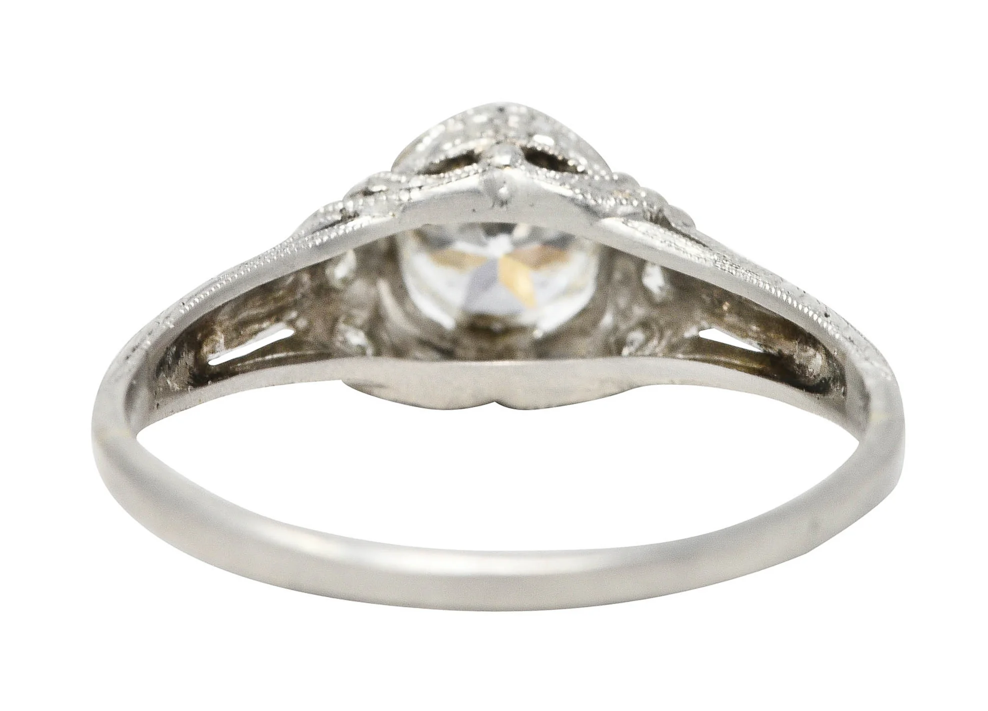 Art Deco 0.78 CTW Old European Platinum Orange Blossom Festoon Engagement Ring - Image 4