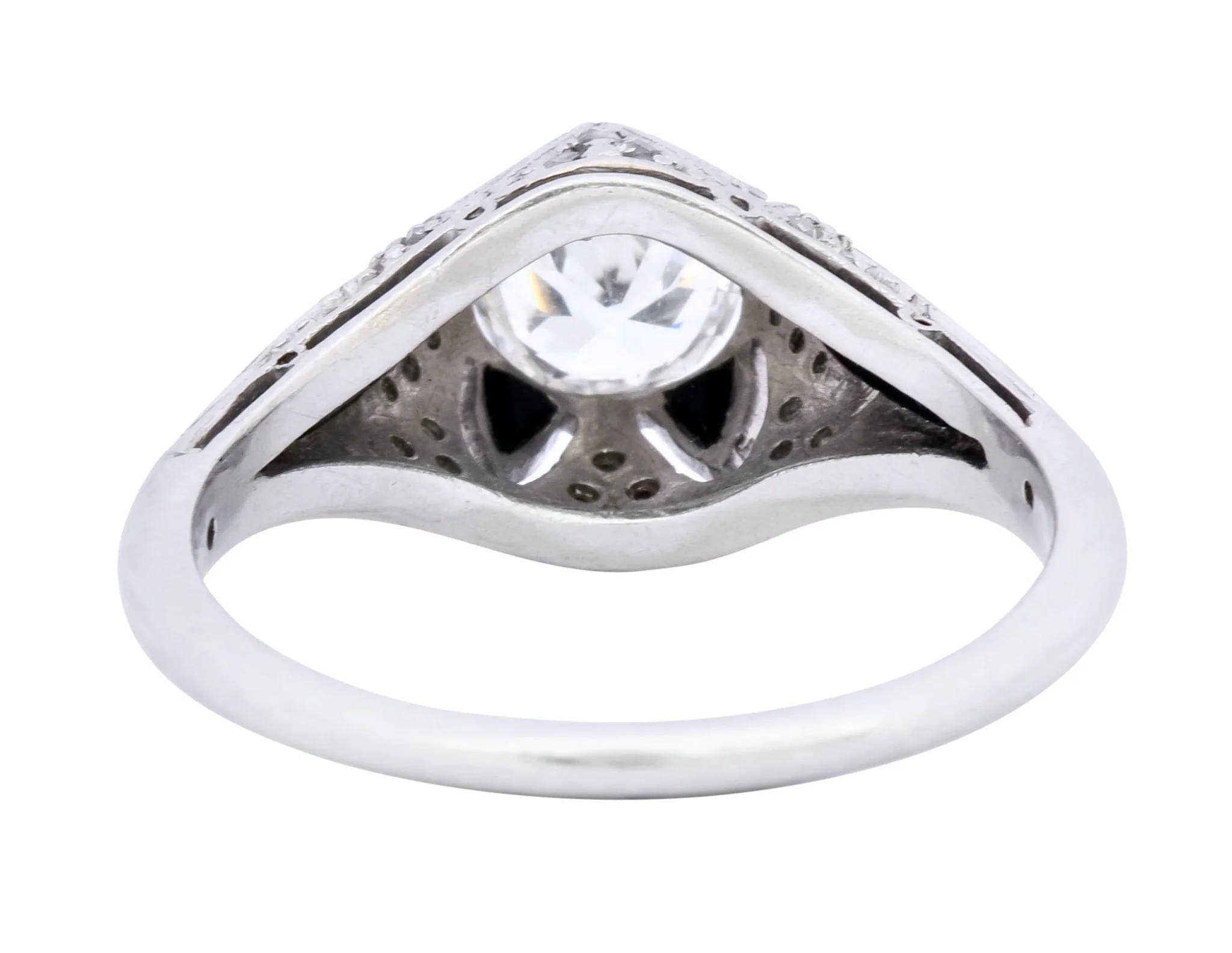 Art Deco 0.80 CTW Diamond Onyx Platinum Engagement Ring - Image 5