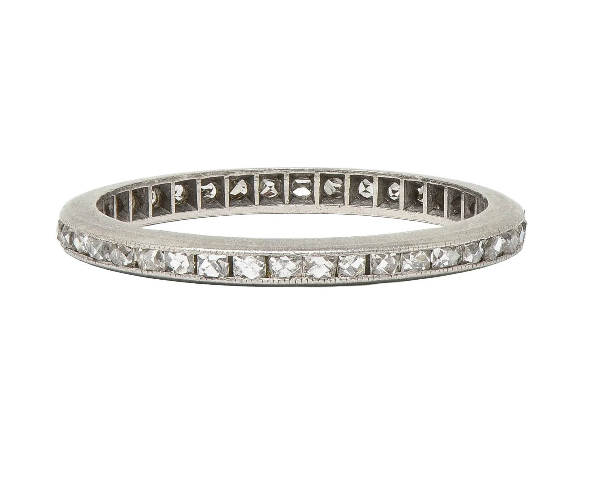 Art Deco 0.80 CTW French Cut Diamond Platinum Antique Eternity Wedding Band Ring - Image 6