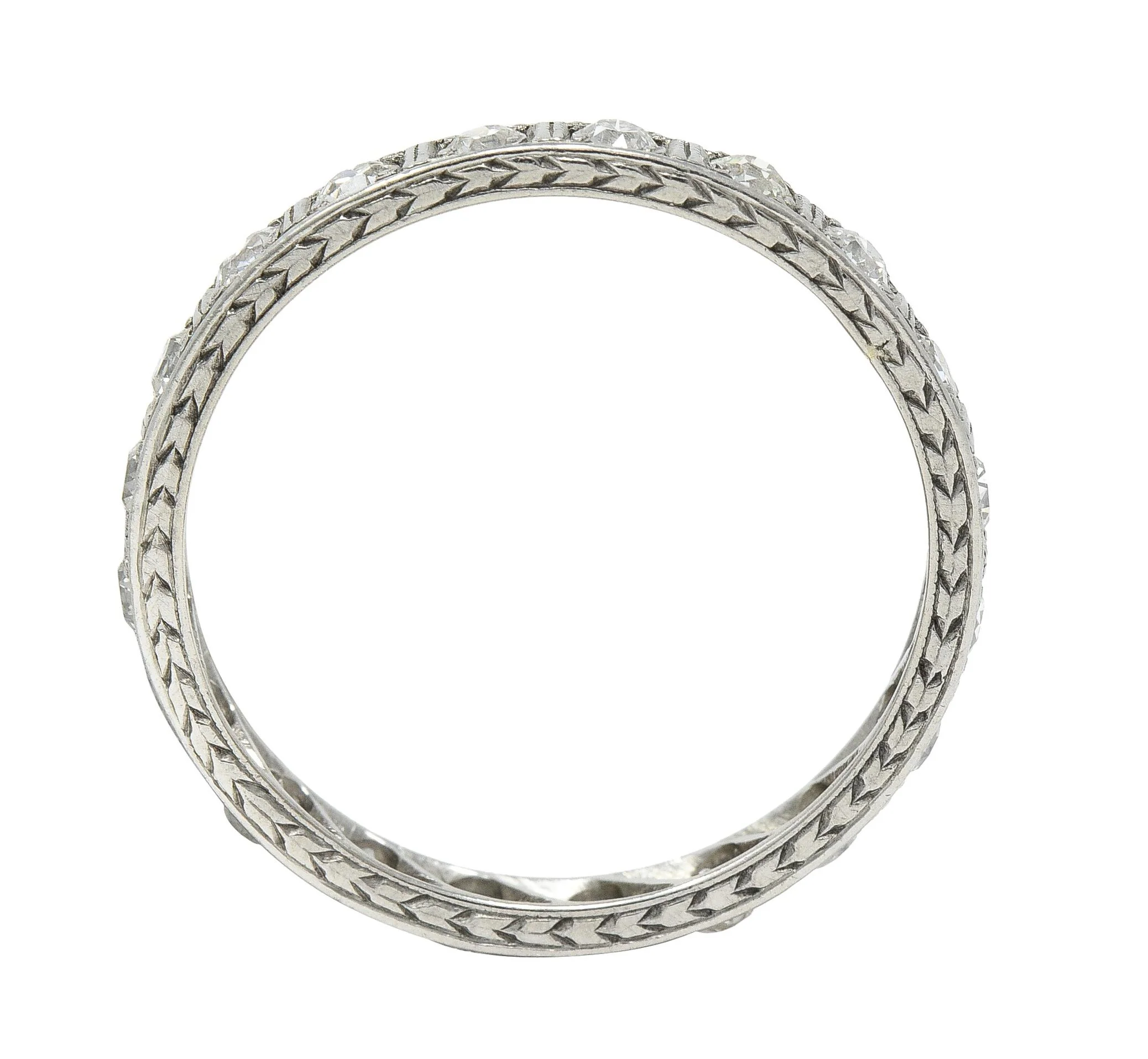 Art Deco 0.80 CTW Old European Cut Diamond Platinum Eternity Band Ring - Image 4
