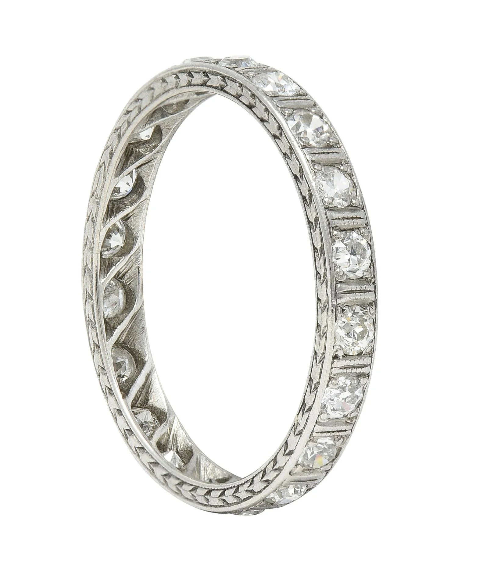Art Deco 0.80 CTW Old European Cut Diamond Platinum Eternity Band Ring - Image 7