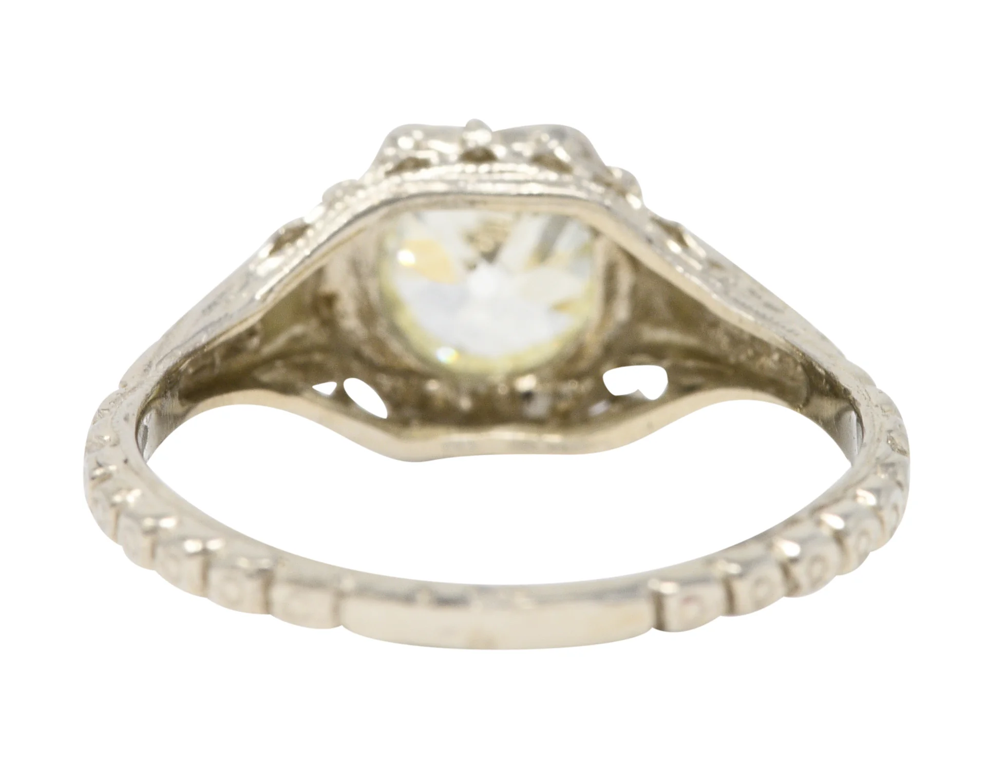 Art Deco 0.82 CTW Diamond 14 Karat White Gold Blossom Engagement Ring - Image 4
