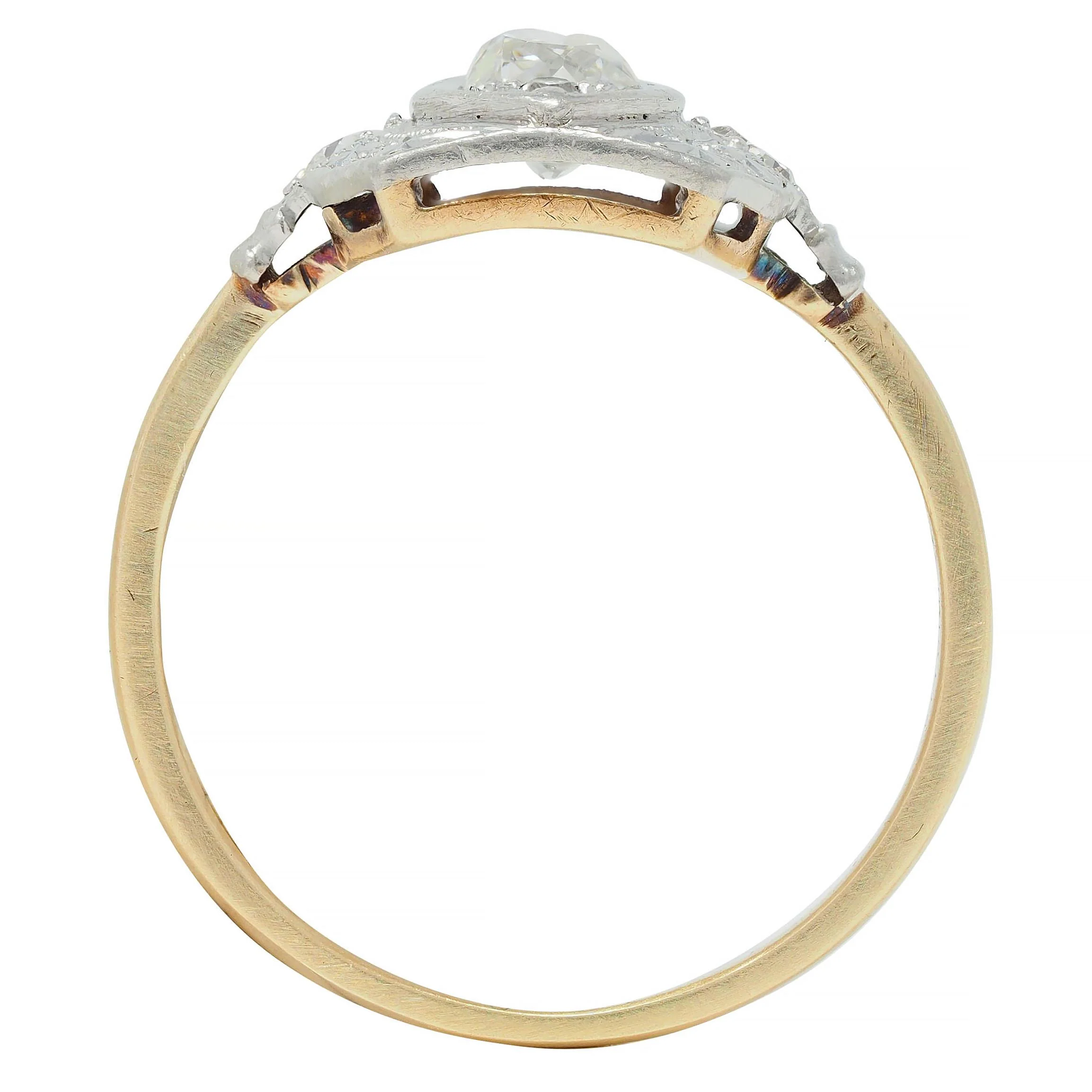 Art Deco 0.82 CTW Diamond Platinum 14 Karat Gold Lotus Toi-Et-Moi Antique Dinner Ring - Image 10