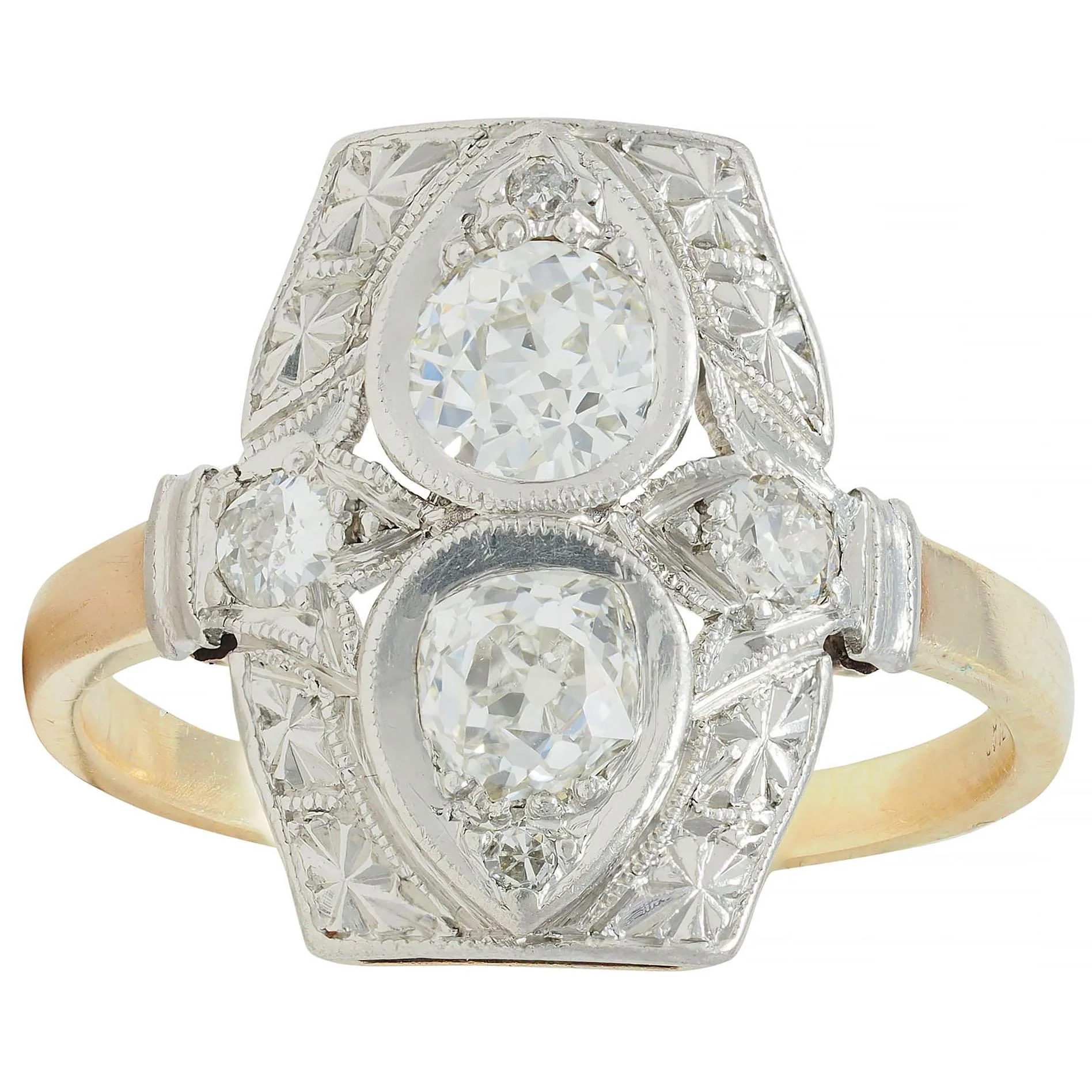Art Deco 0.82 CTW Diamond Platinum 14 Karat Gold Lotus Toi-Et-Moi Antique Dinner Ring - Image 8