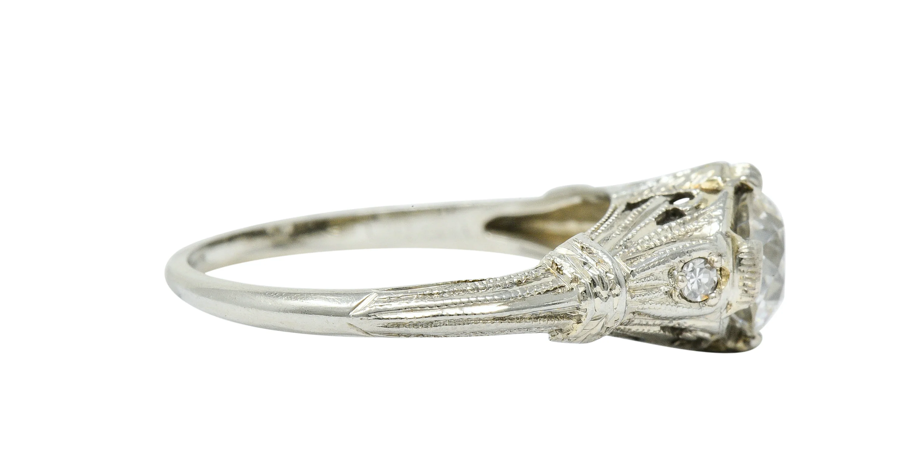 Art Deco 0.85 CTW Diamond 18 Karat White Gold Engagement Ring GIA - Image 3