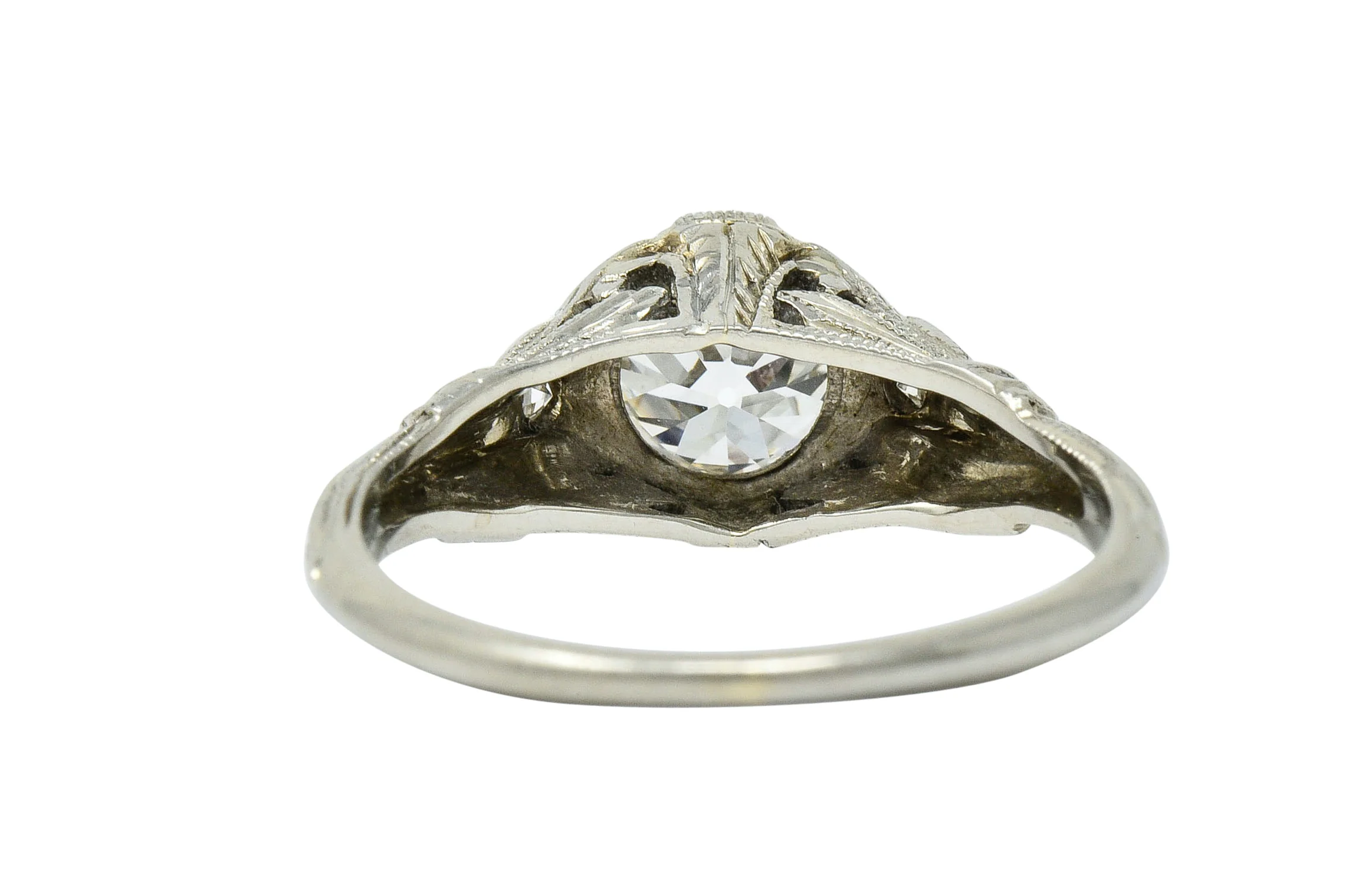 Art Deco 0.85 CTW Diamond 18 Karat White Gold Engagement Ring GIA - Image 4