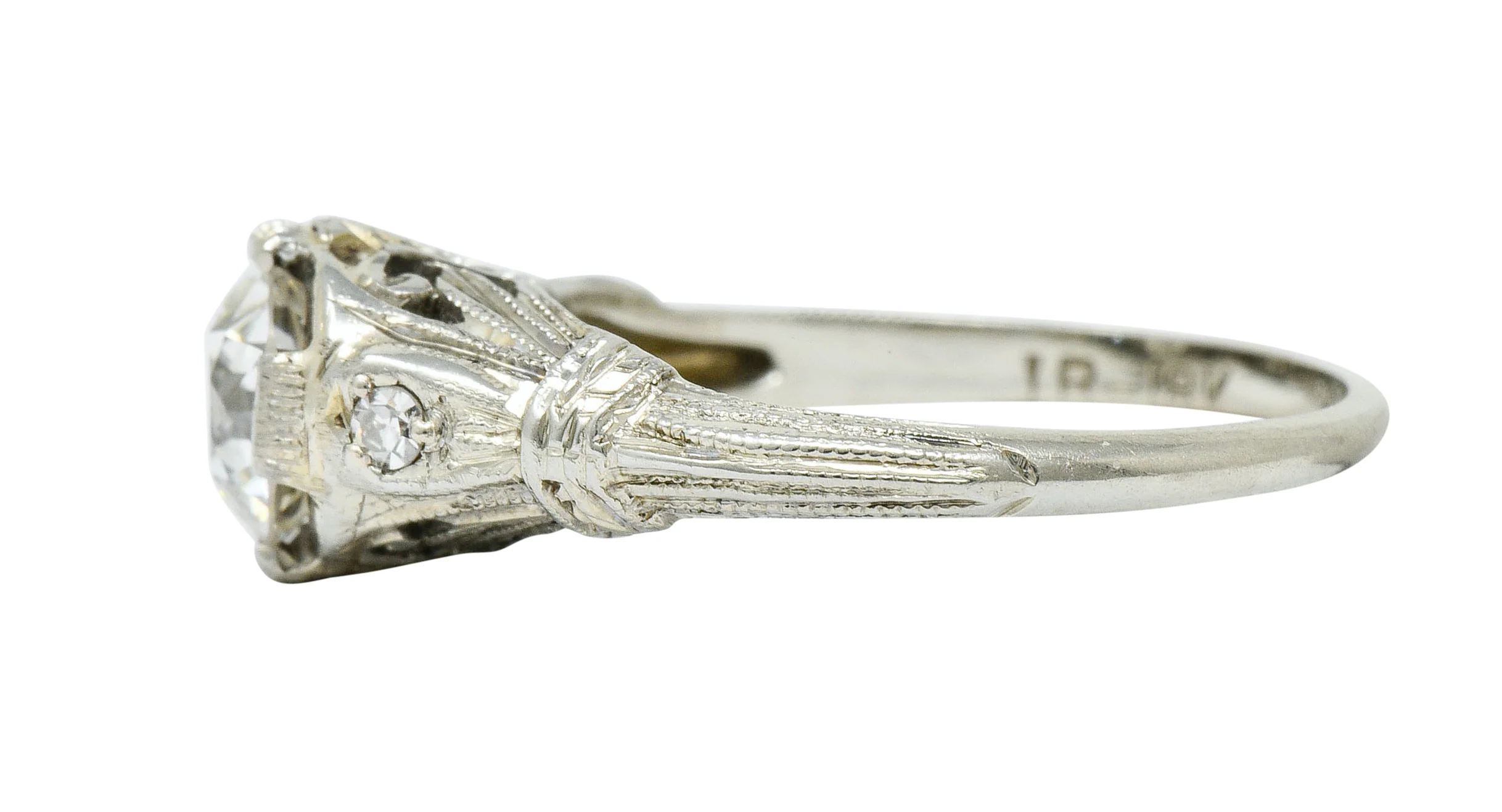 Art Deco 0.85 CTW Diamond 18 Karat White Gold Engagement Ring GIA - Image 5