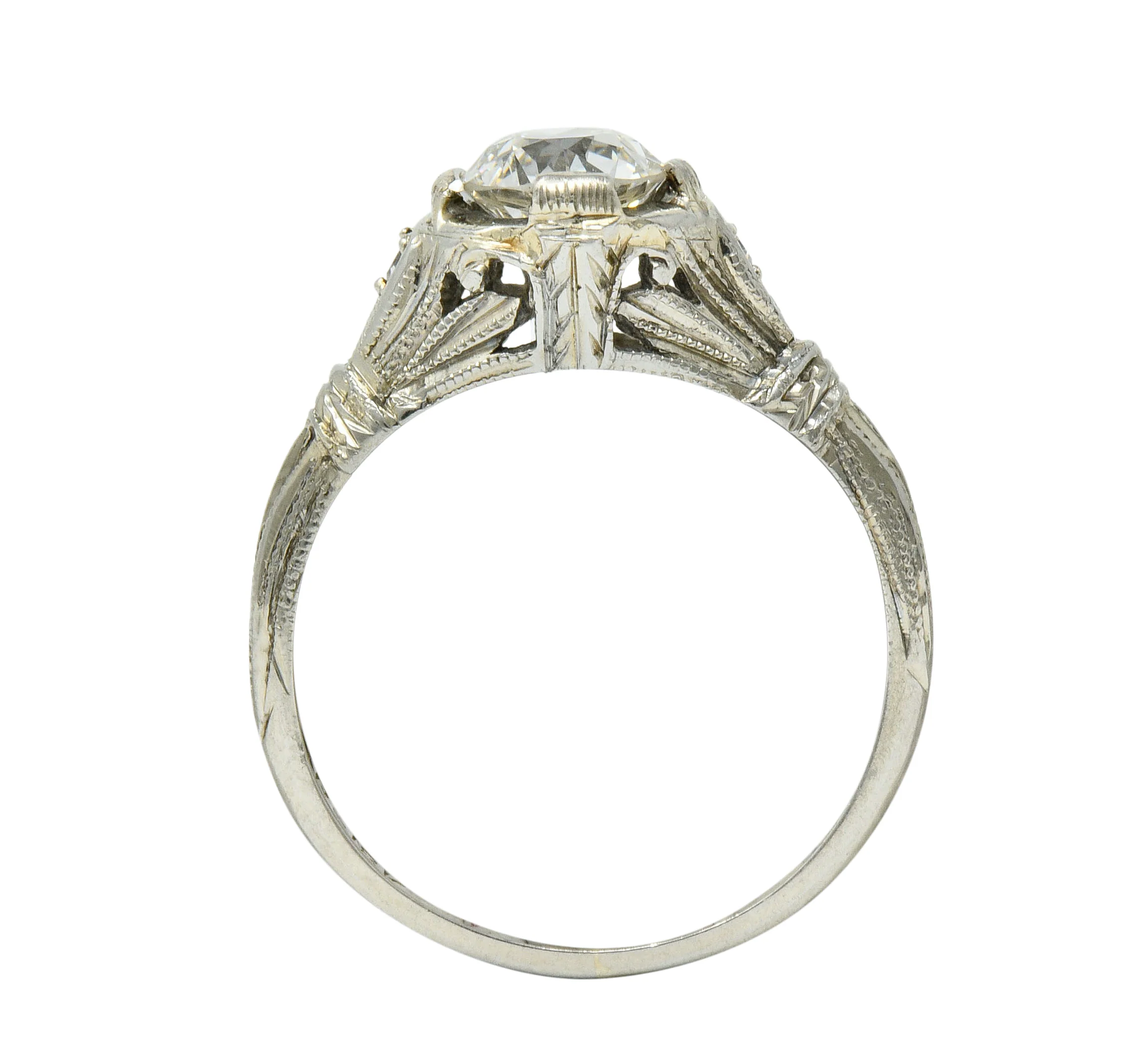 Art Deco 0.85 CTW Diamond 18 Karat White Gold Engagement Ring GIA - Image 7