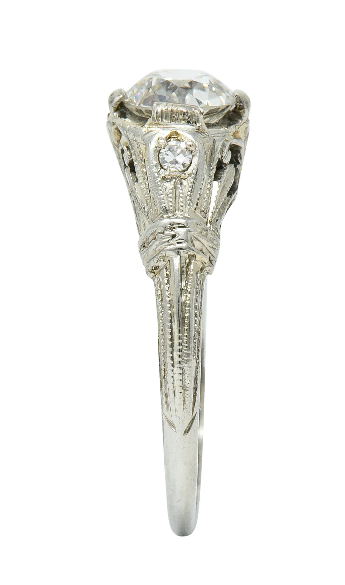 Art Deco 0.85 CTW Diamond 18 Karat White Gold Engagement Ring GIA - Image 9