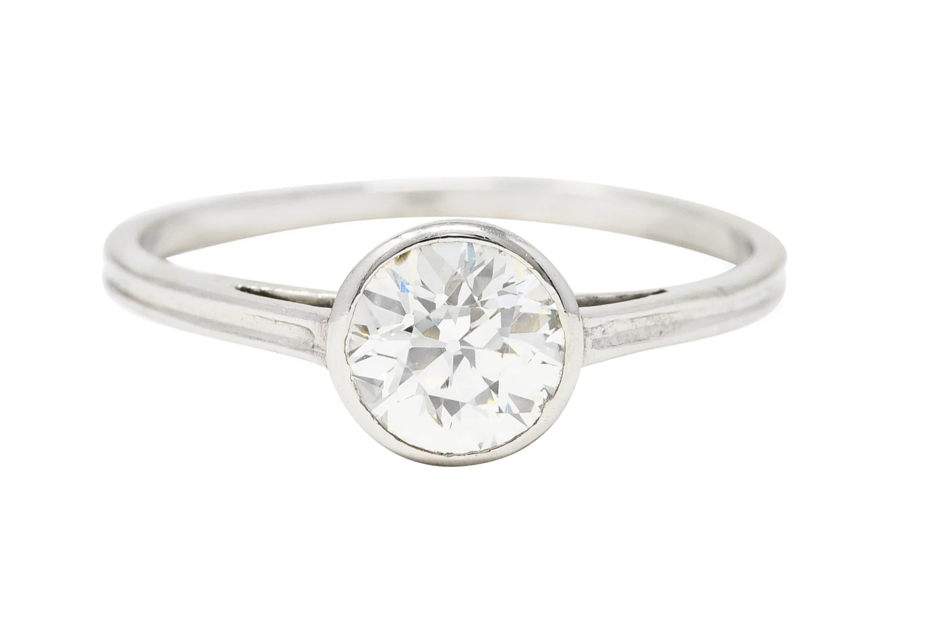 Art Deco 0.85 CTW Diamond Platinum Bezel Engagement Ring - Image 14