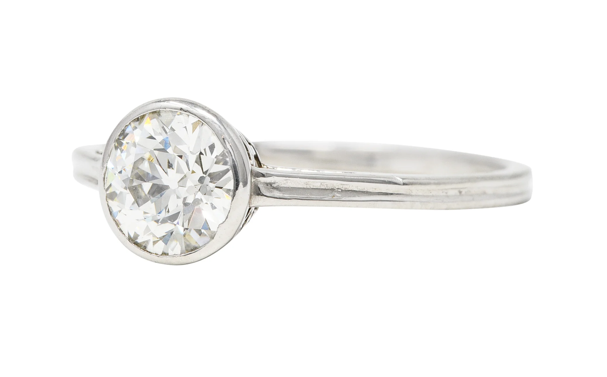 Art Deco 0.85 CTW Diamond Platinum Bezel Engagement Ring - Image 5