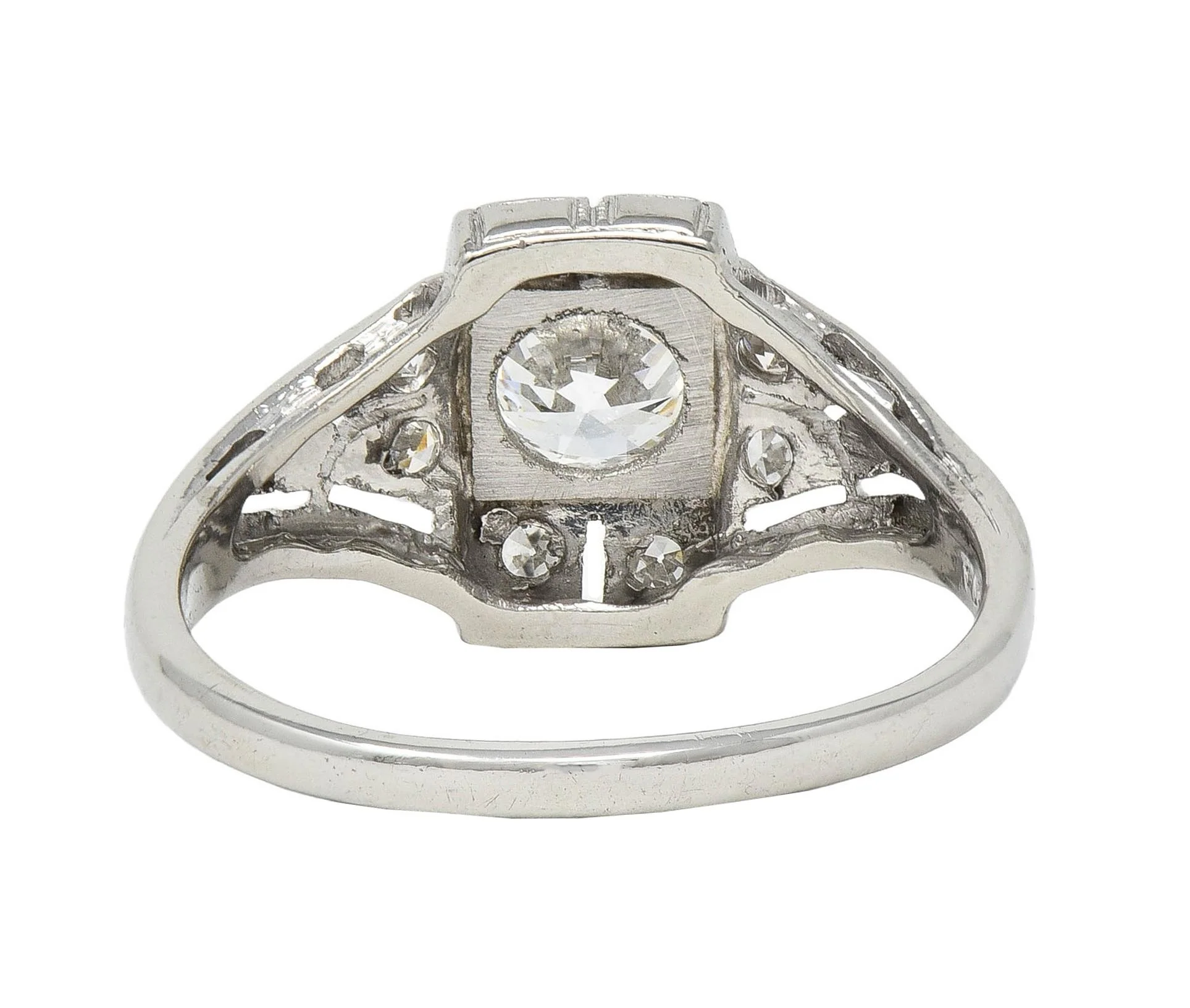 Art Deco 0.85 CTW Diamond Platinum Vintage Bombe Engagement Ring - Image 4