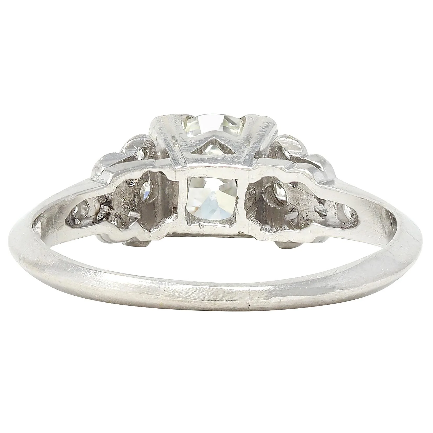 Art Deco 0.87 CTW Old European Cut Diamond Platinum Square Form Vintage Engagement Ring - Image 3