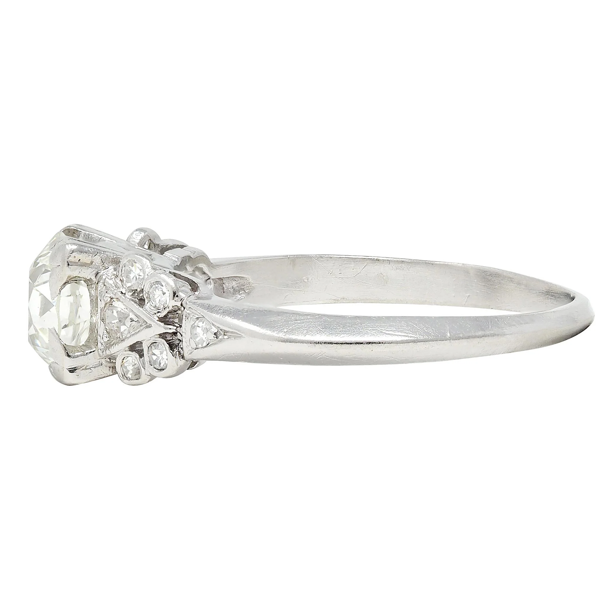 Art Deco 0.87 CTW Old European Cut Diamond Platinum Square Form Vintage Engagement Ring - Image 4
