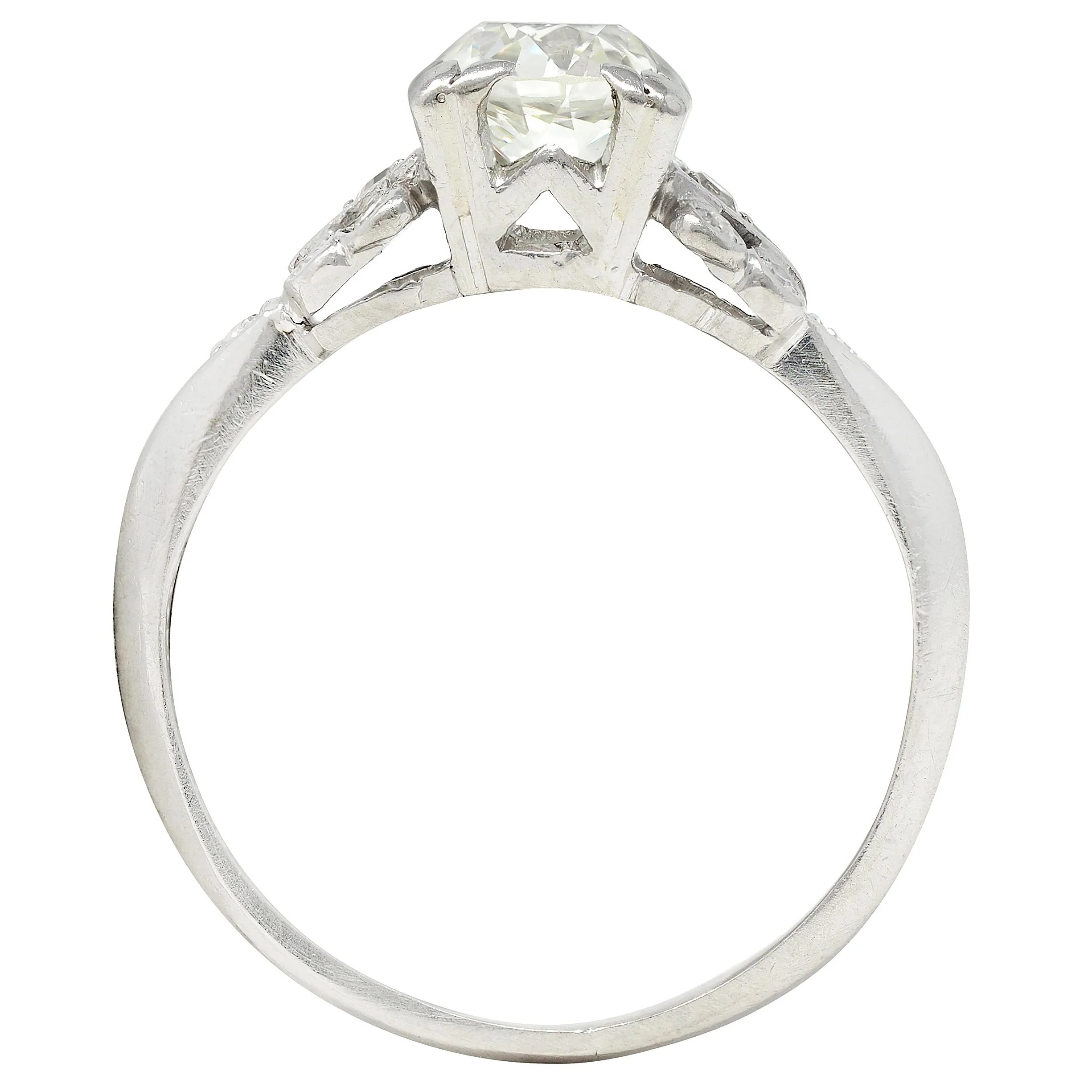 Art Deco 0.87 CTW Old European Cut Diamond Platinum Square Form Vintage Engagement Ring - Image 5