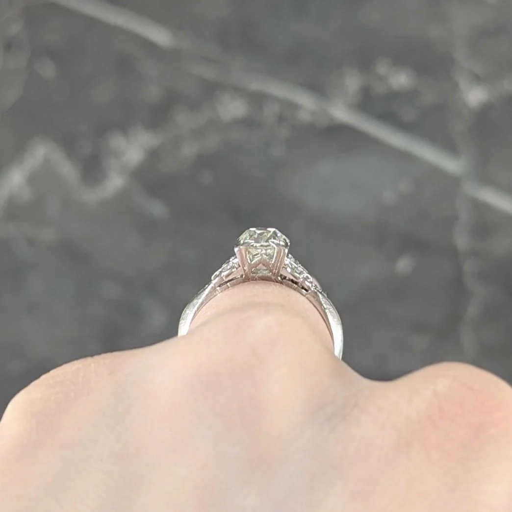Art Deco 0.87 CTW Old European Cut Diamond Platinum Square Form Vintage Engagement Ring - Image 8