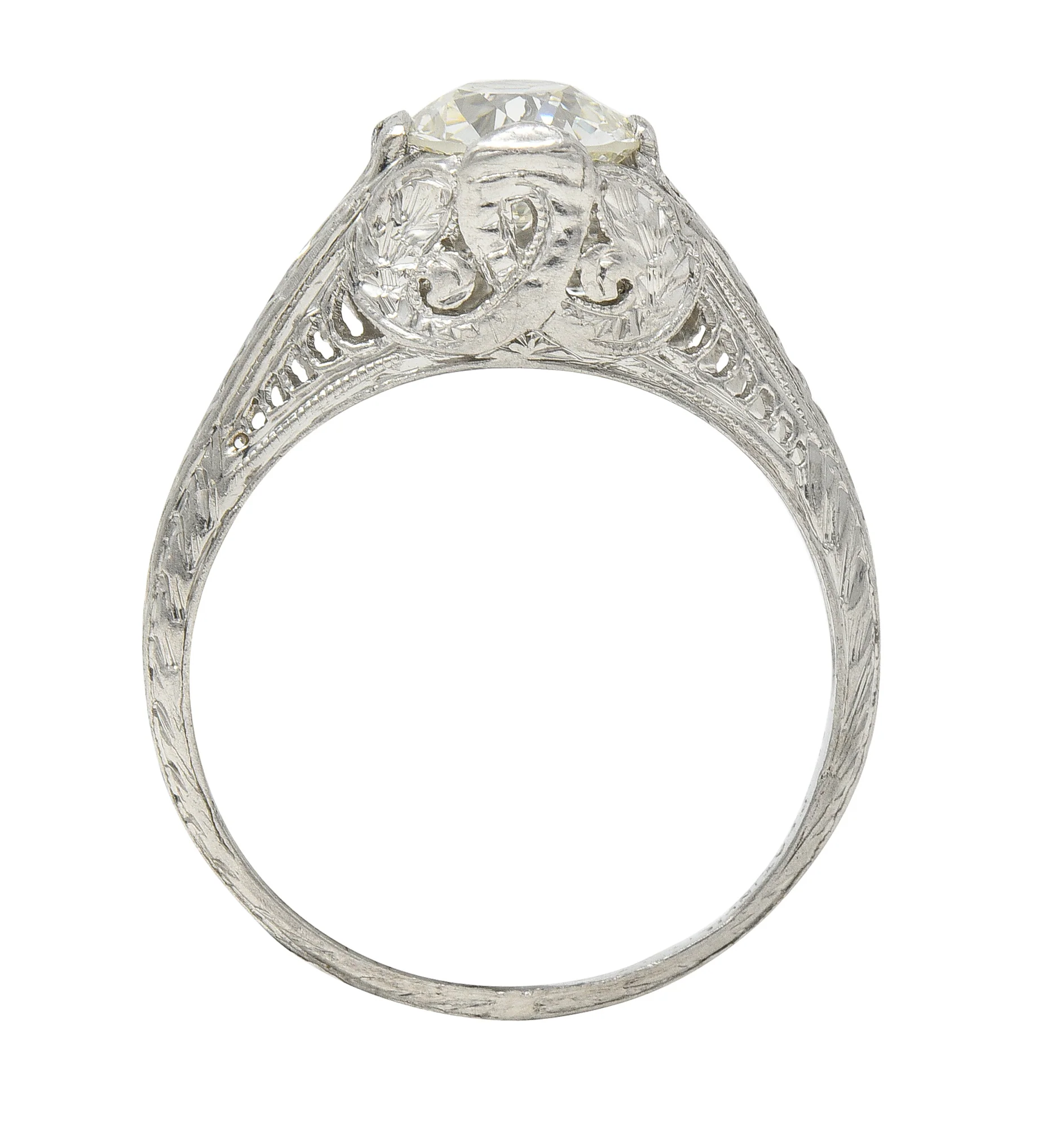 Art Deco 0.90 CTW Diamond Platinum Wheat Loop Vintage Engagement Ring - Image 10
