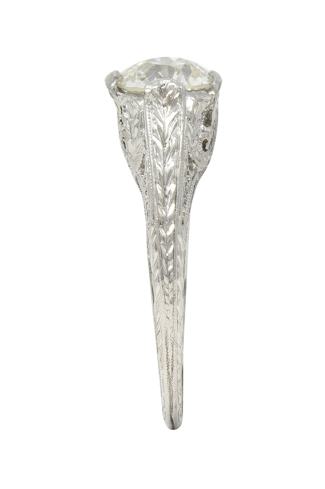 Art Deco 0.90 CTW Diamond Platinum Wheat Loop Vintage Engagement Ring - Image 11
