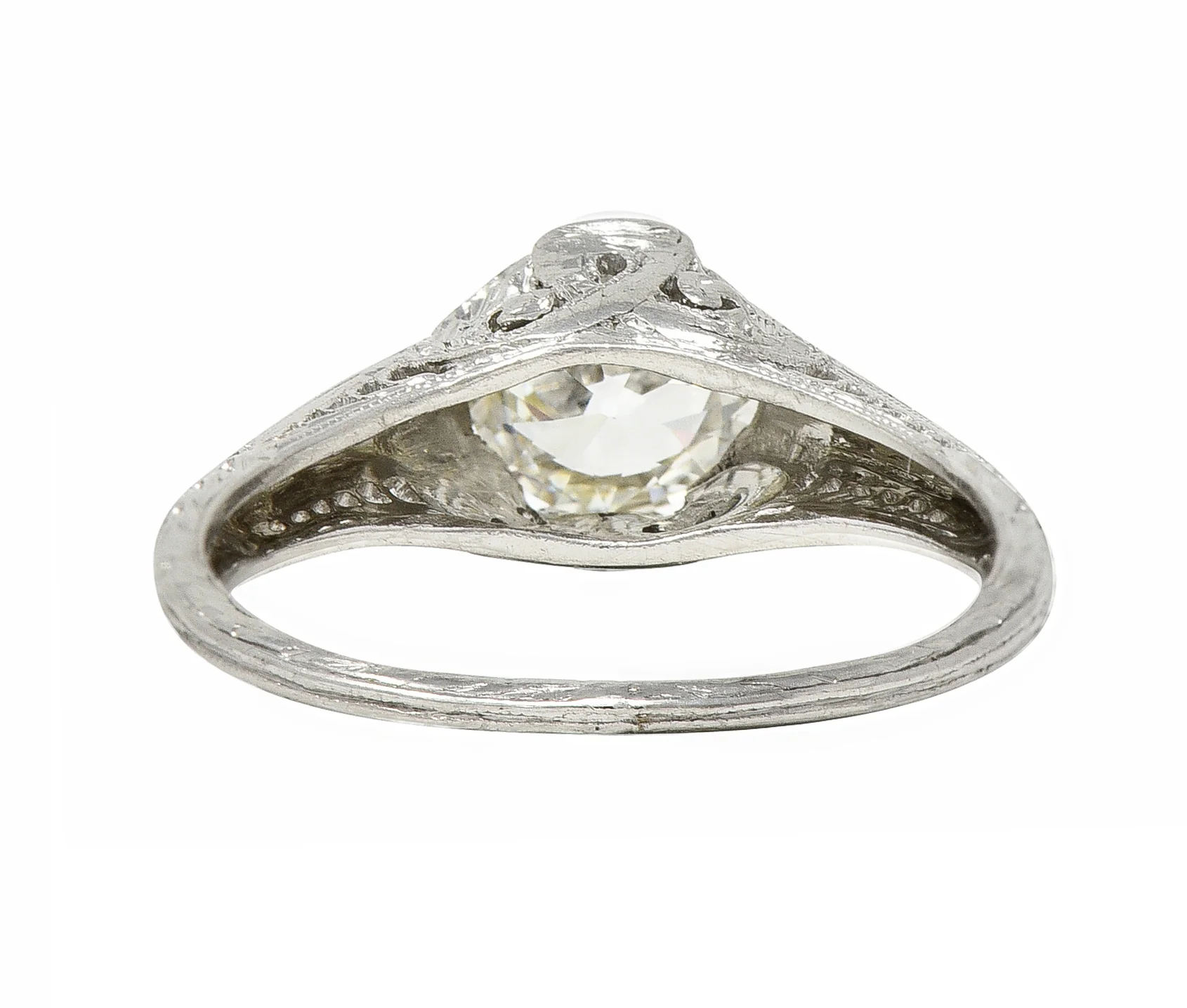 Art Deco 0.90 CTW Diamond Platinum Wheat Loop Vintage Engagement Ring - Image 5
