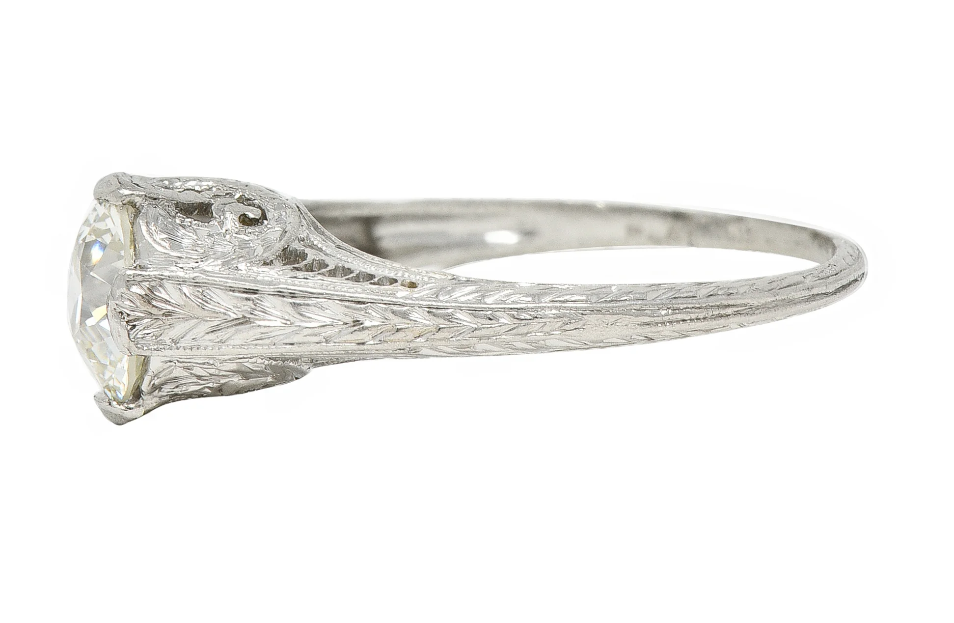Art Deco 0.90 CTW Diamond Platinum Wheat Loop Vintage Engagement Ring - Image 6