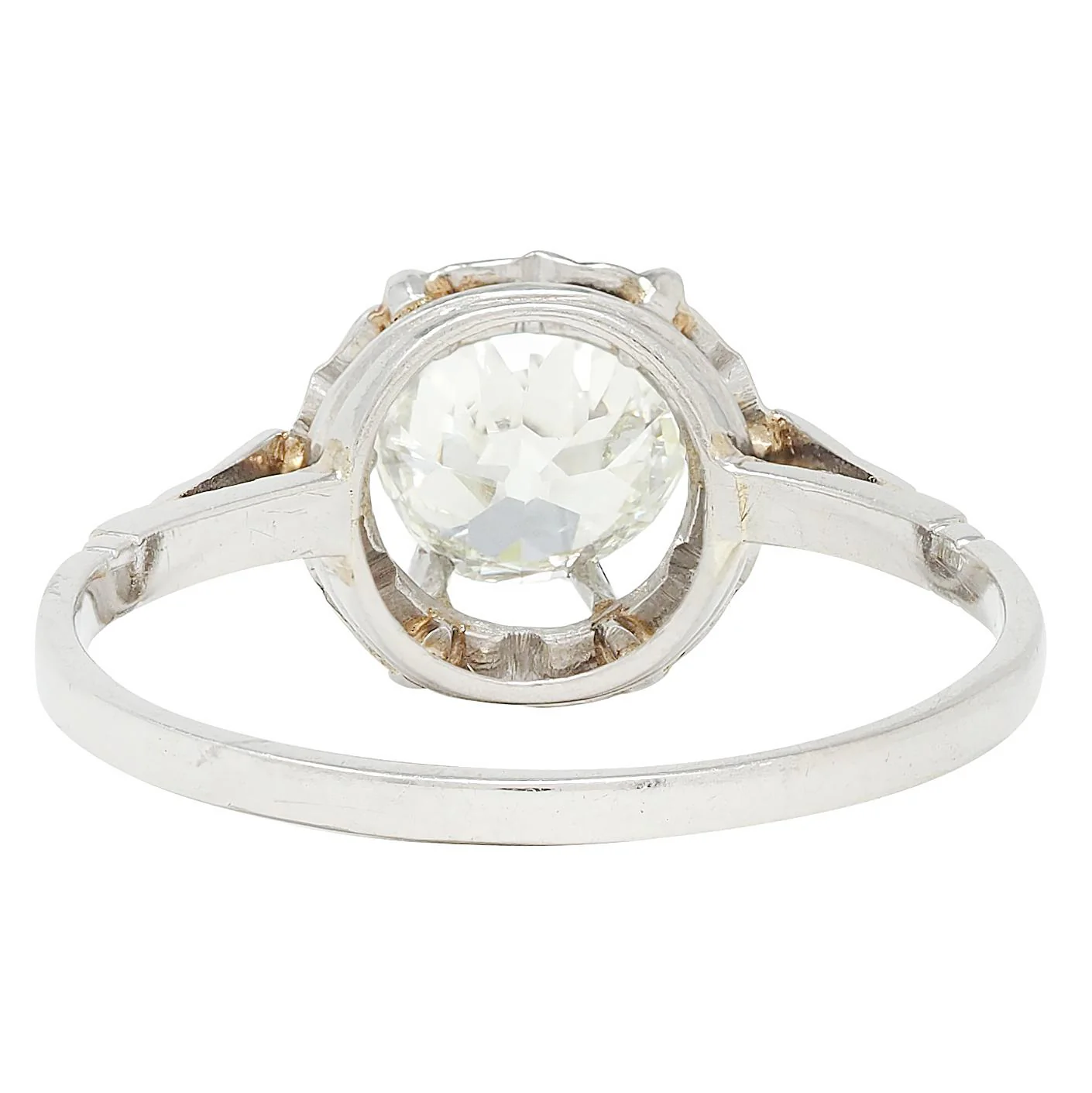 Art Deco 0.90 CTW Old Mine Cut Diamond Platinum Vintage Belcher Solitaire Engagement Ring - Image 3