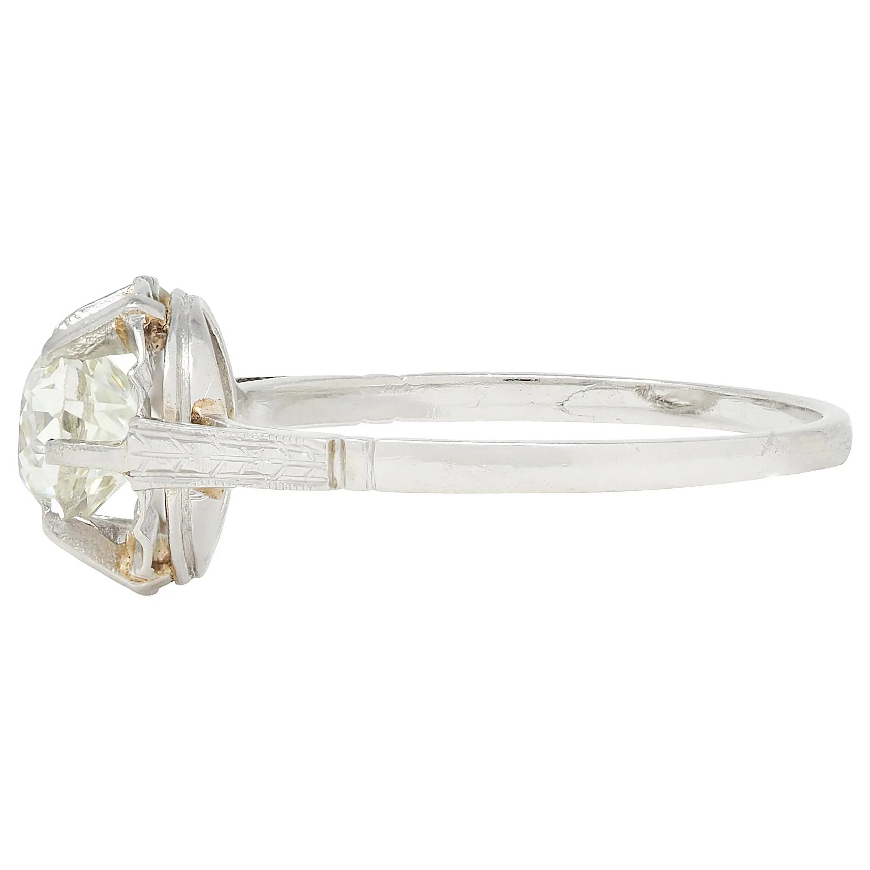 Art Deco 0.90 CTW Old Mine Cut Diamond Platinum Vintage Belcher Solitaire Engagement Ring - Image 4