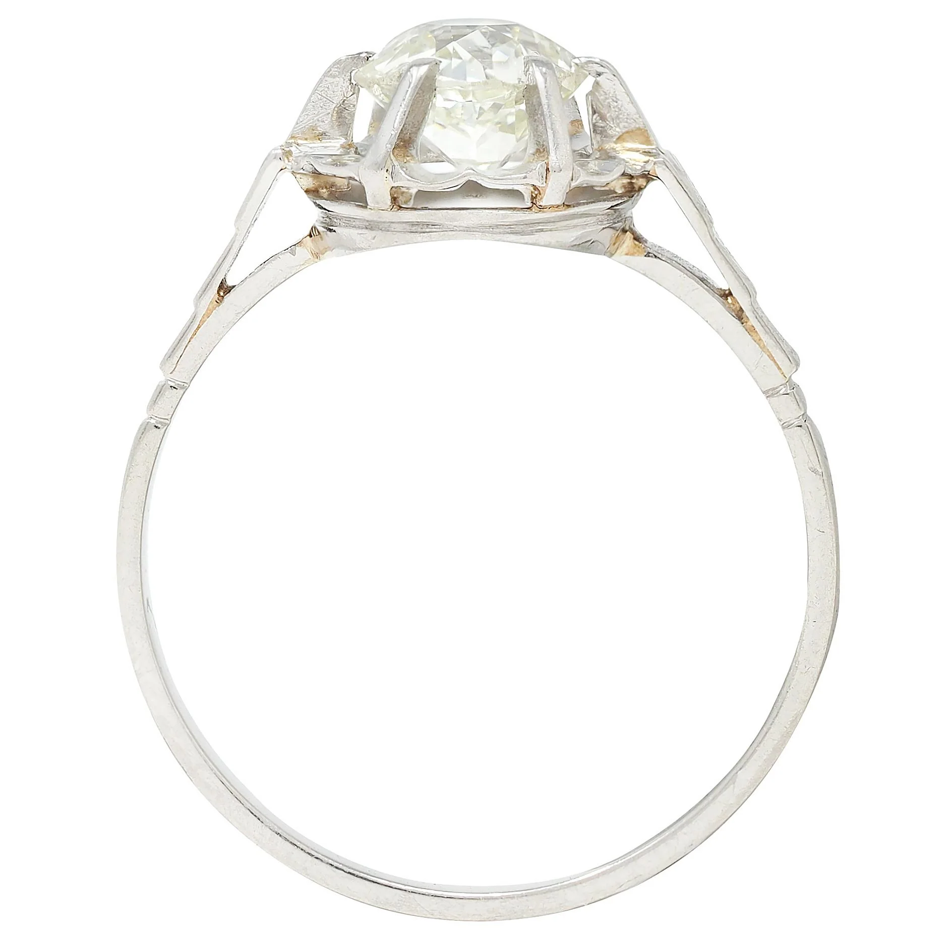 Art Deco 0.90 CTW Old Mine Cut Diamond Platinum Vintage Belcher Solitaire Engagement Ring - Image 5