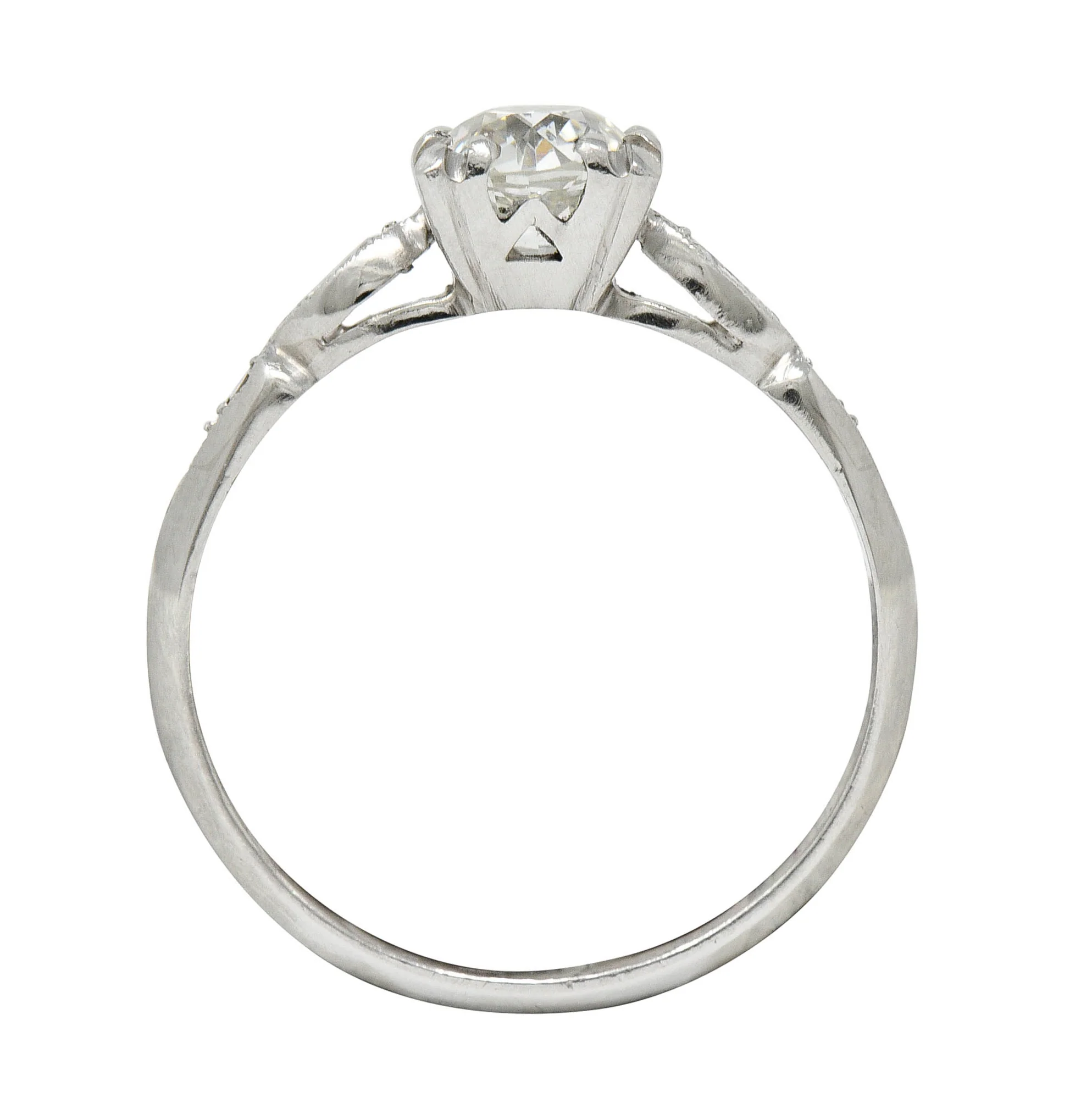 Art Deco 0.92 CTW Diamond Platinum Navette Engagement Ring GIA Circa 1930 - Image 9