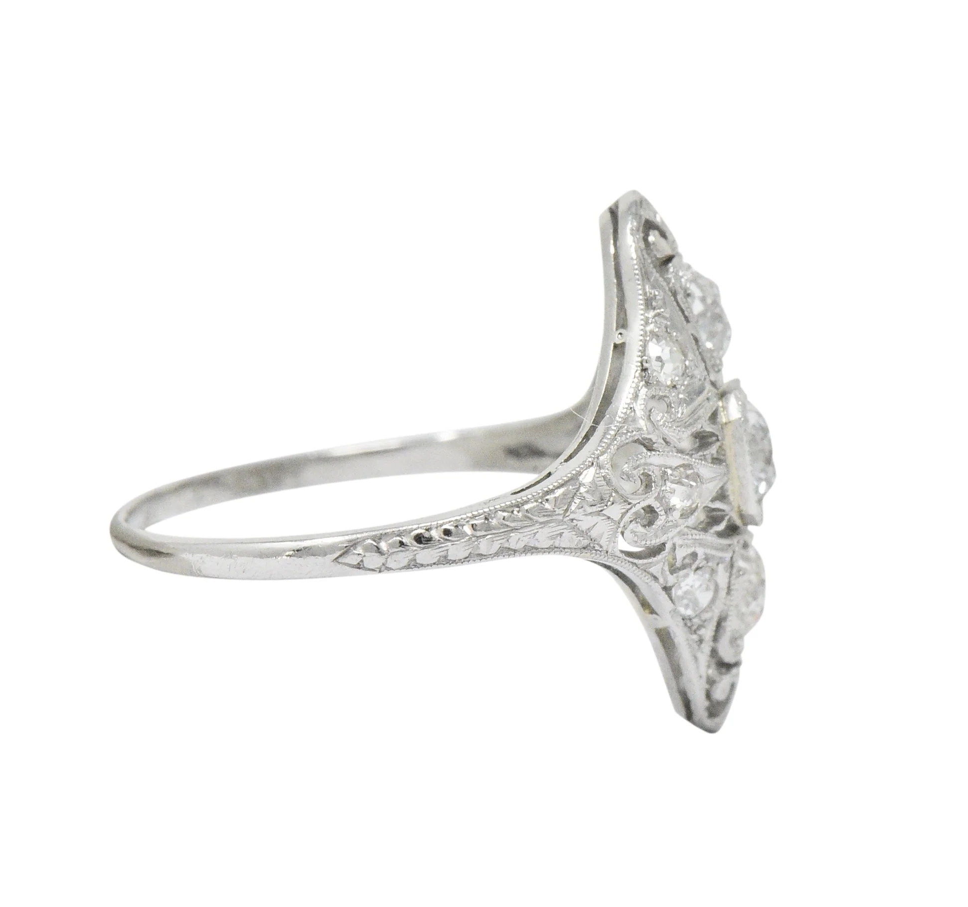 Art Deco 0.93 CTW Old European Cut Diamond Platinum Dinner Ring - Image 4