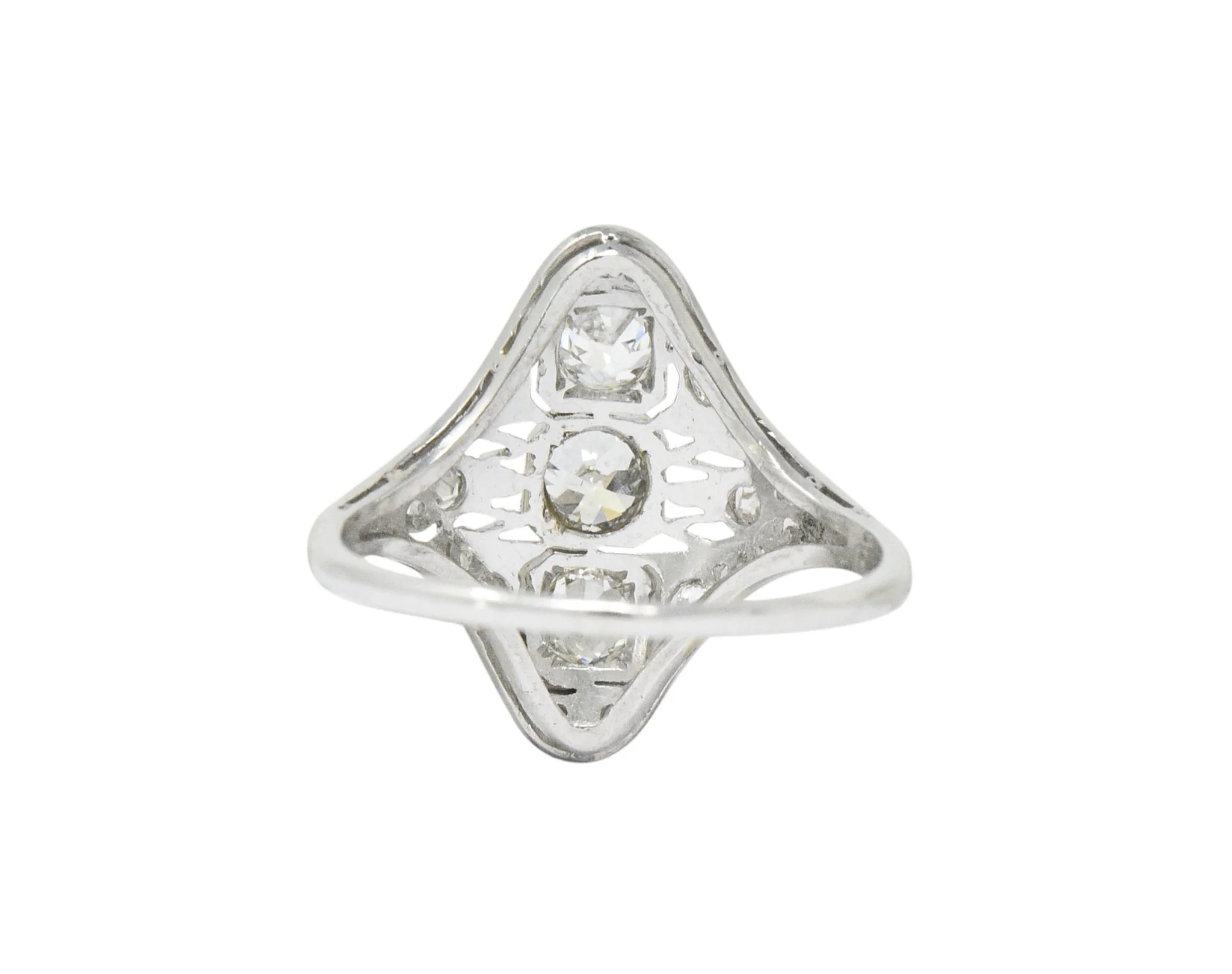 Art Deco 0.93 CTW Old European Cut Diamond Platinum Dinner Ring - Image 5