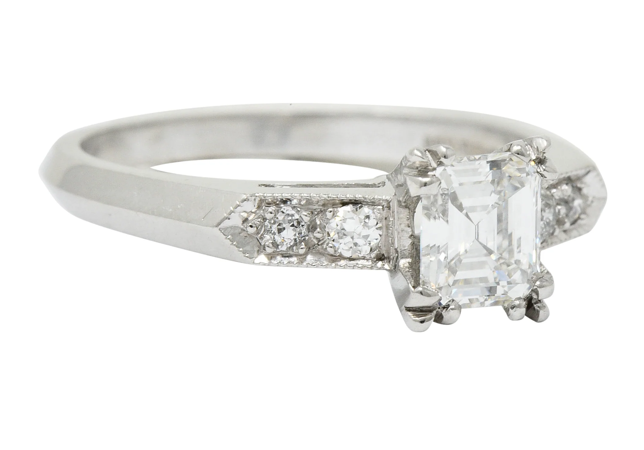 Art Deco 0.96 CTW Asscher Cut Diamond Platinum Engagement Ring GIA - Image 2