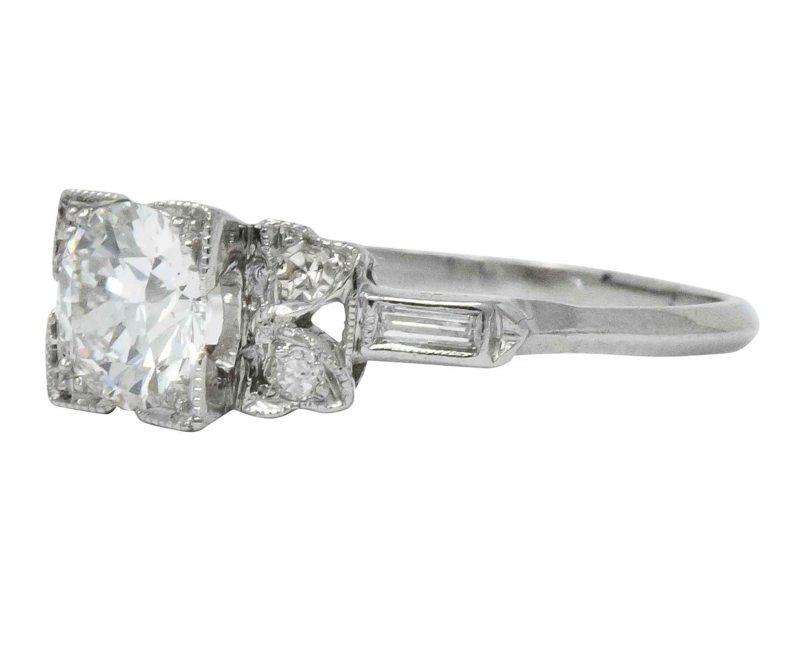 Art Deco 0.97 CTW Diamond Platinum Engagement Ring GIA - Image 2